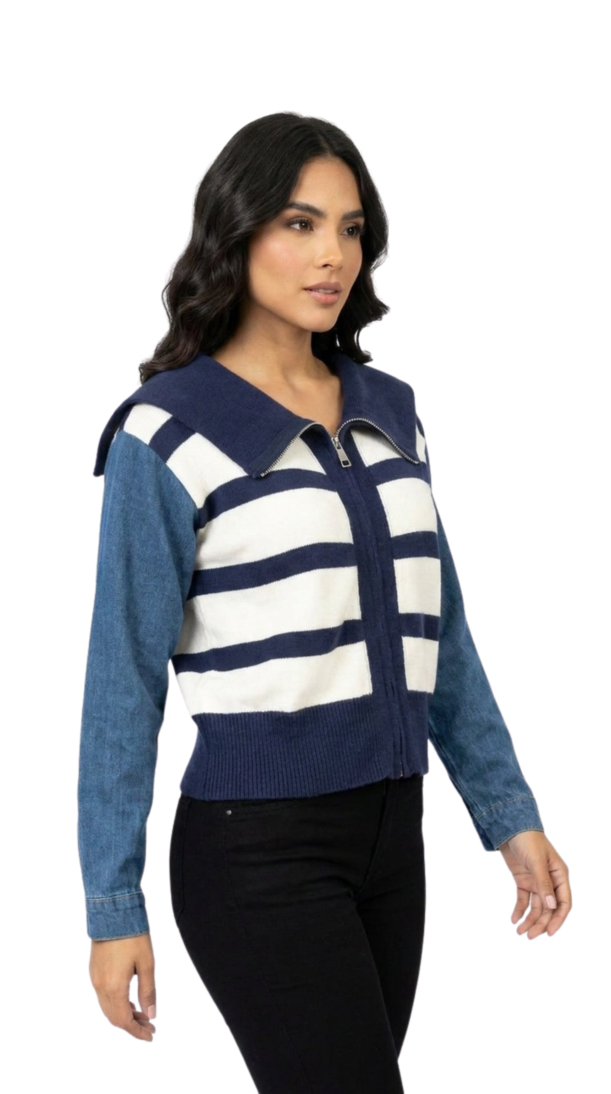 SWEATER con DENIM