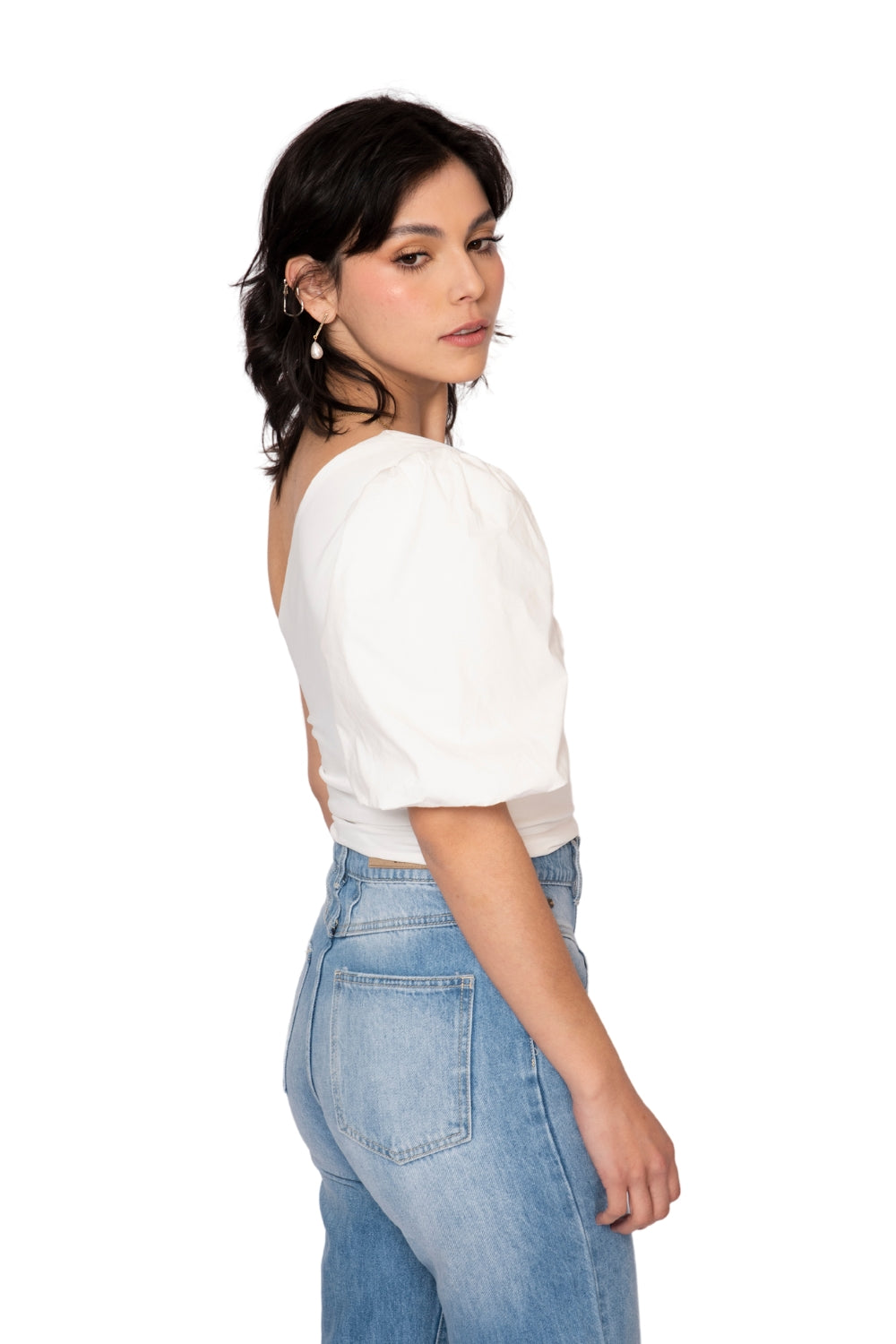 BLUSA BLANCA ASIMETRICA PARA MUJER
