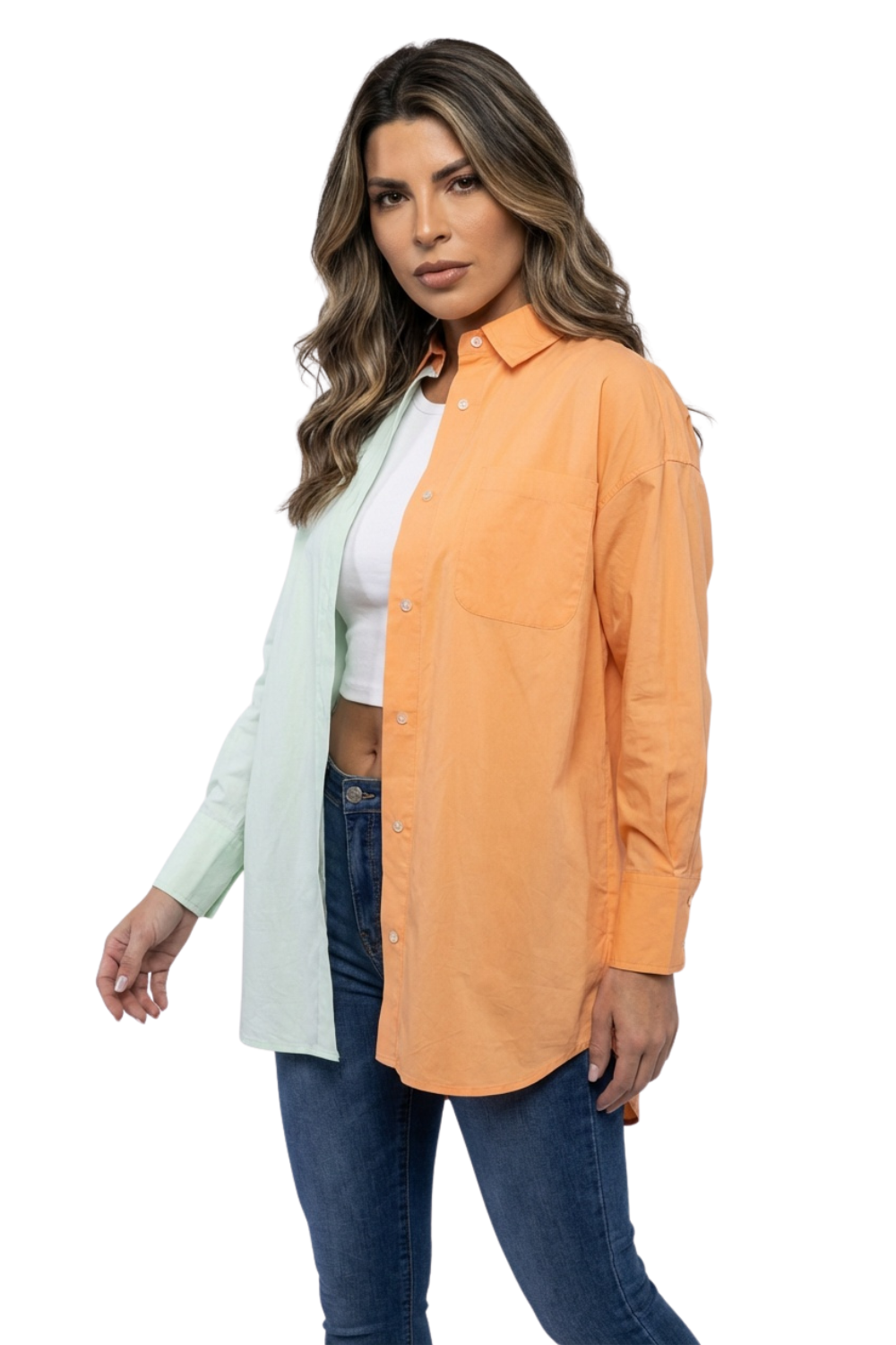 Camisa Overzise Doble Tono