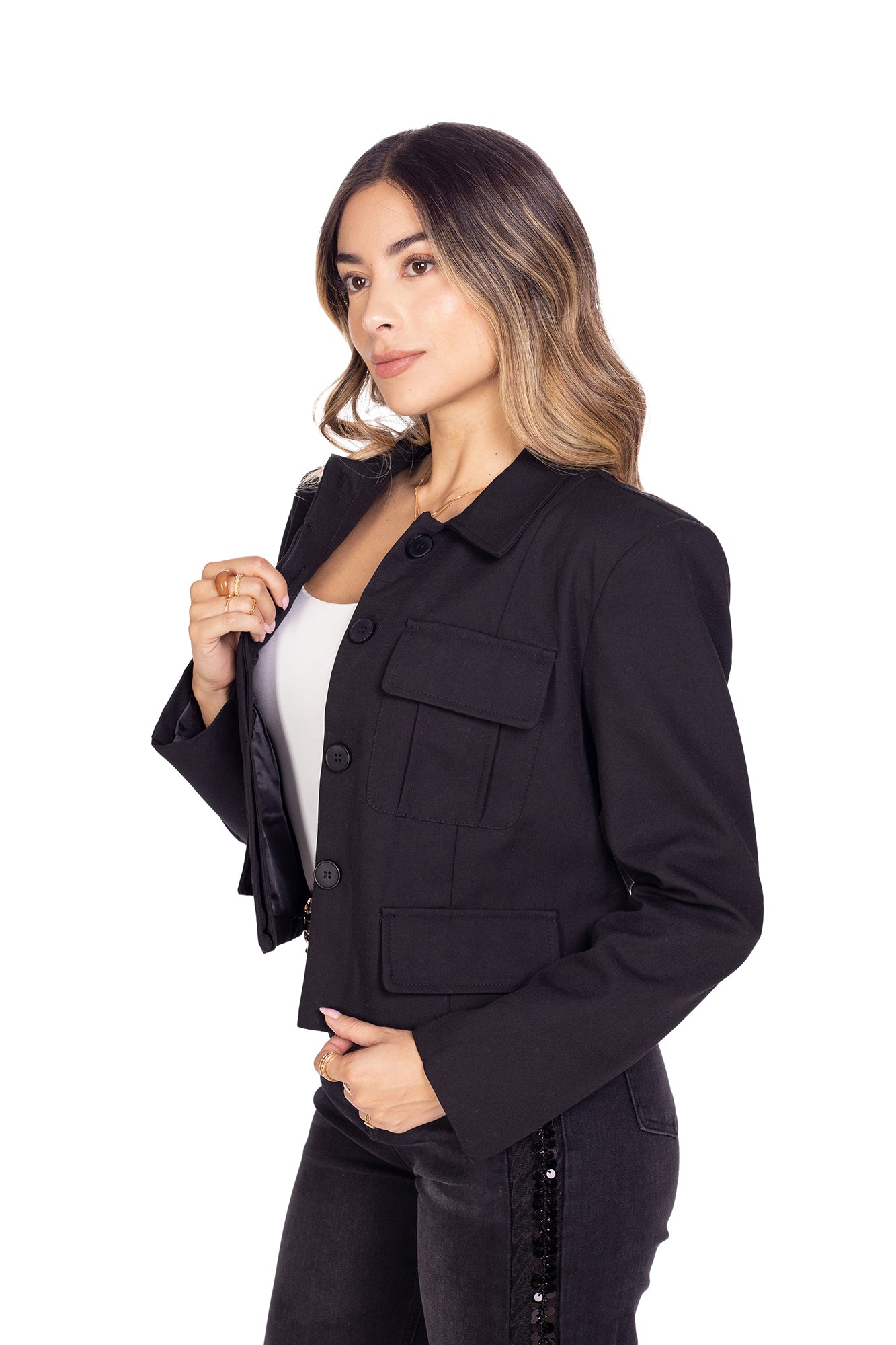 Chaqueta Casual de Bolsillos Frontales para mujer