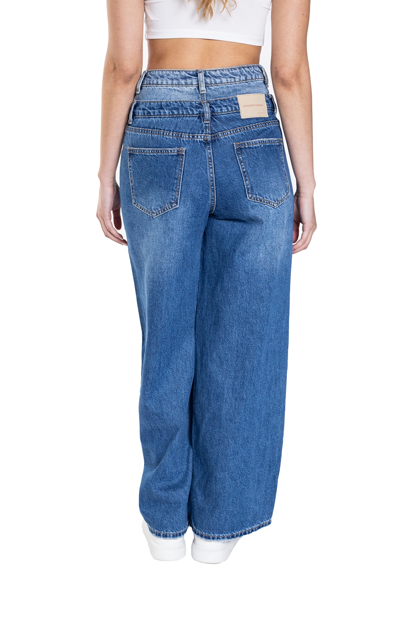 JEAN WIDE LEG DOBLE PRETINA