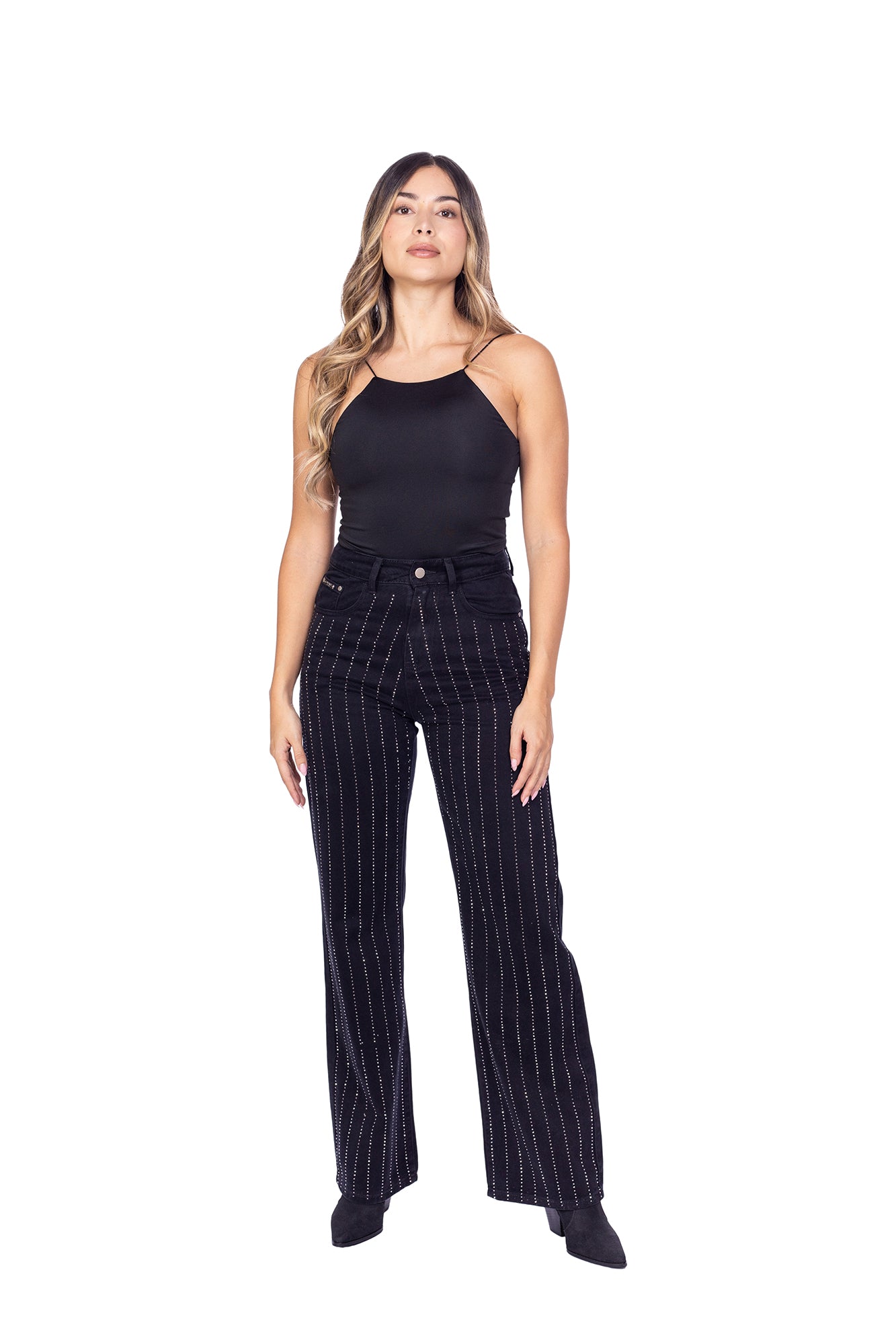 JEAN CON BRILLOS WIDE LEG