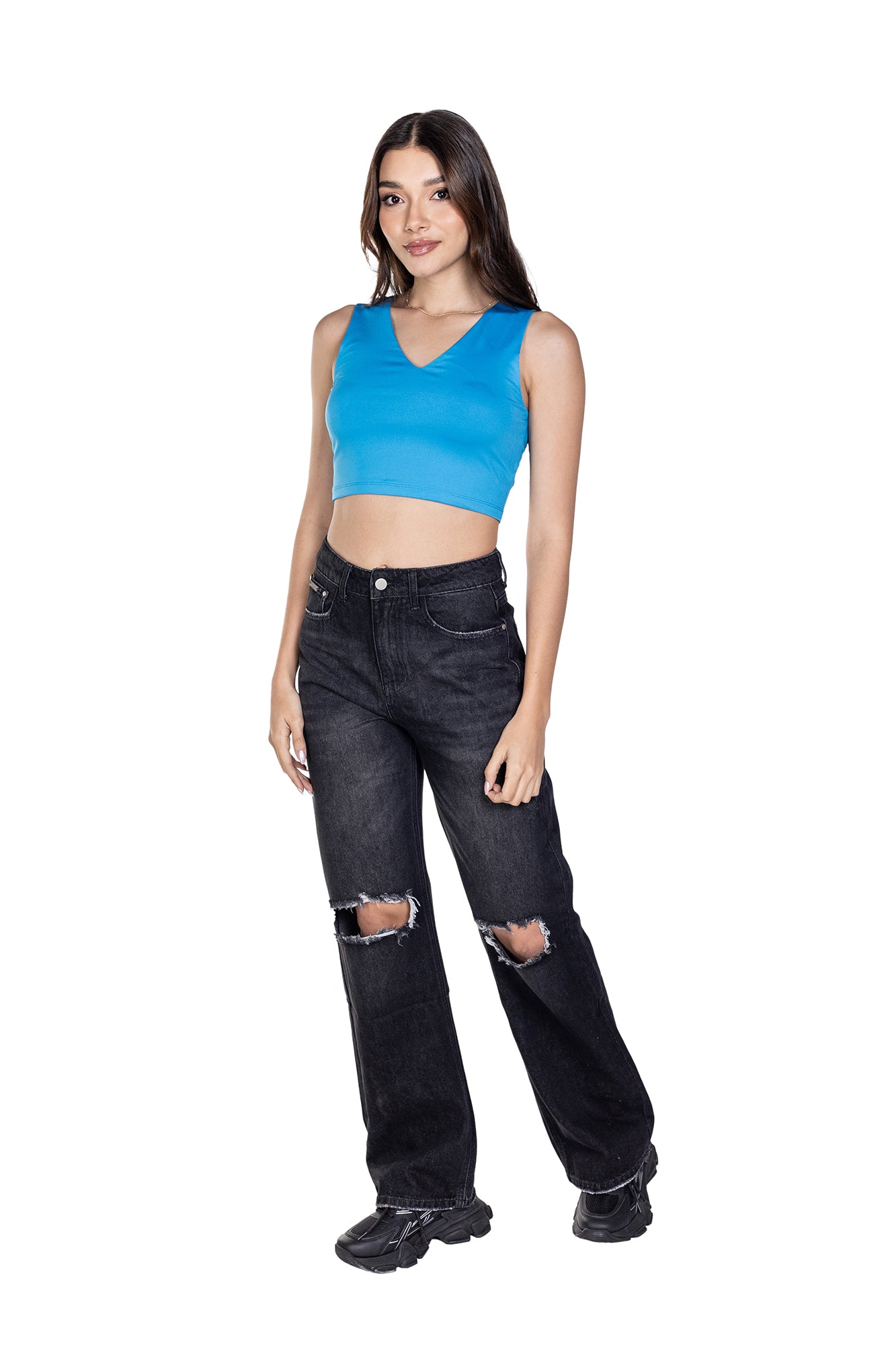 Top Basic Cuello V Para Mujer