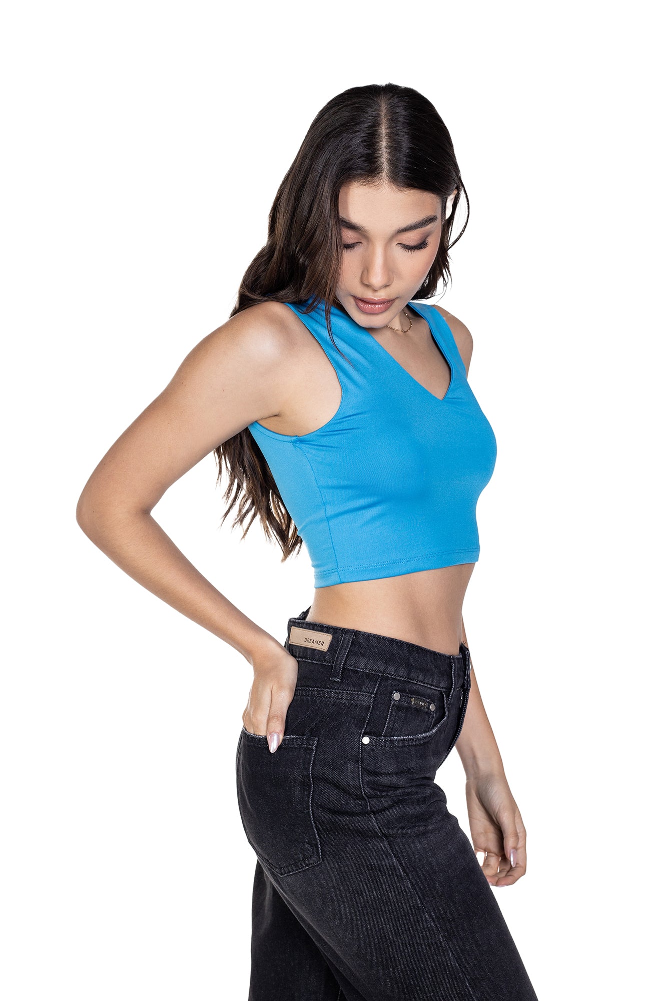 Top Basic Cuello V Para Mujer
