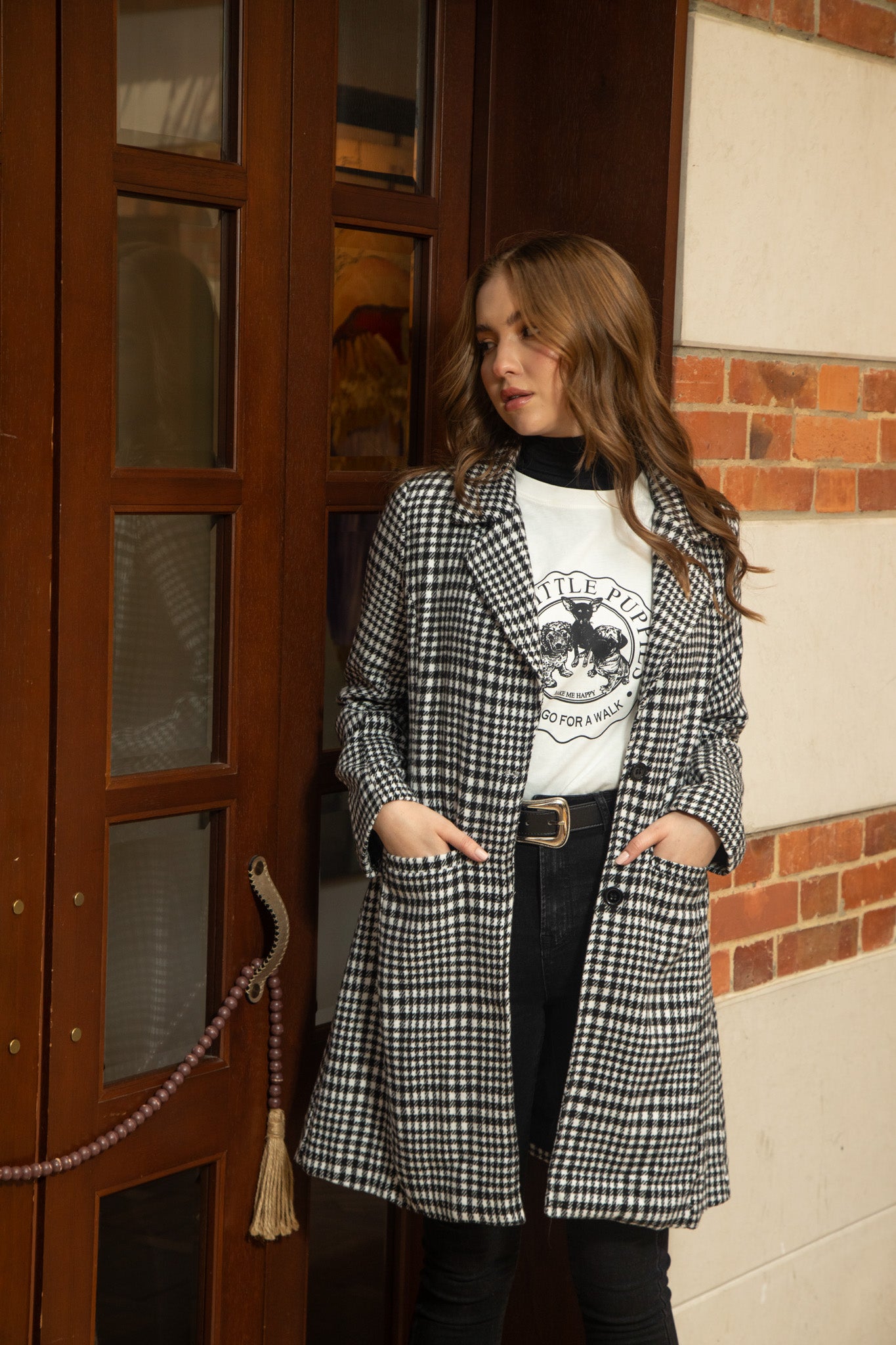 Abrigo paño con solapa a cuadros