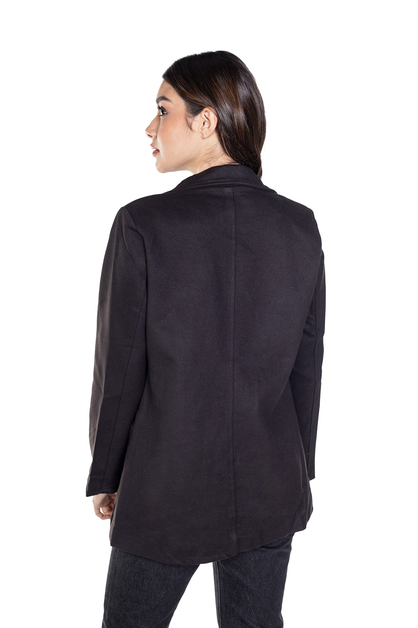 Abrigo Cuello Militar Negro Para Mujer