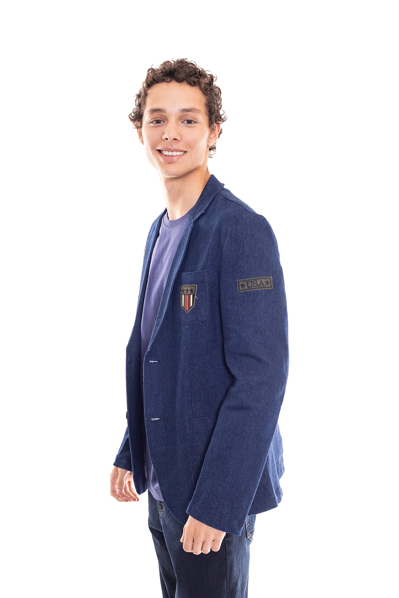 BLAZER EN JEANS MANGA LARGA PARA HOMBRE