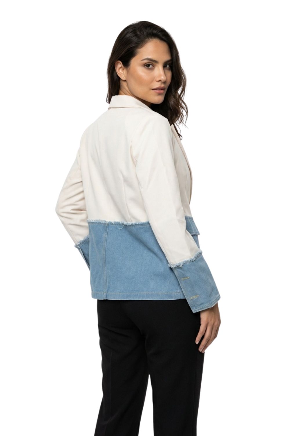 Blazer Clásico con Base Denim para dama