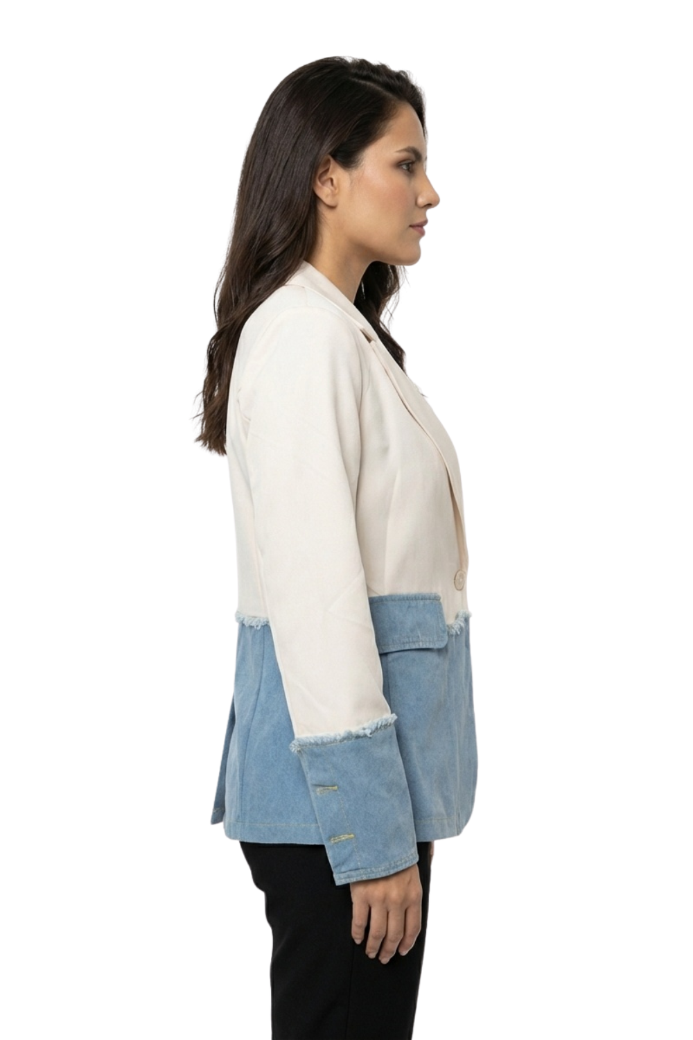 Blazer Clásico con Base Denim para dama