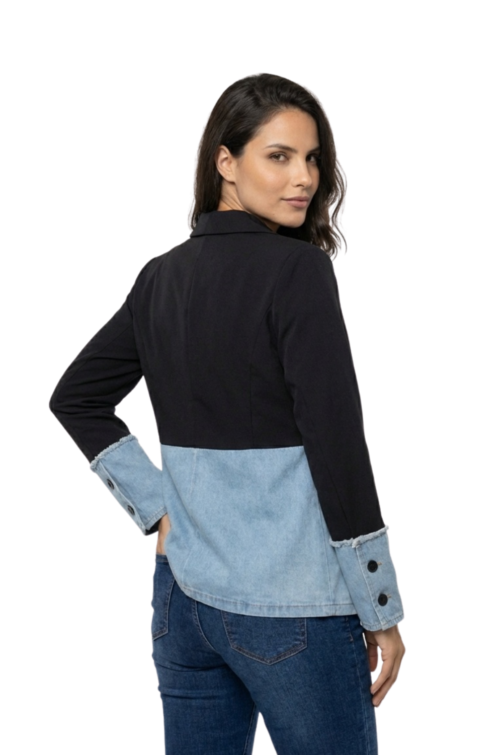 Blazer Clásico con Base Denim para dama