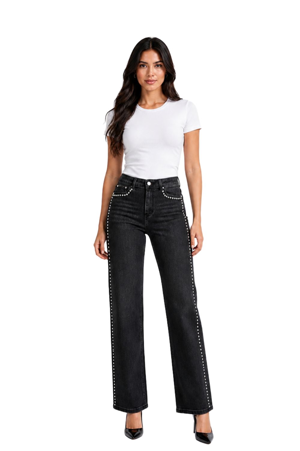 Jean Mujer con perlas