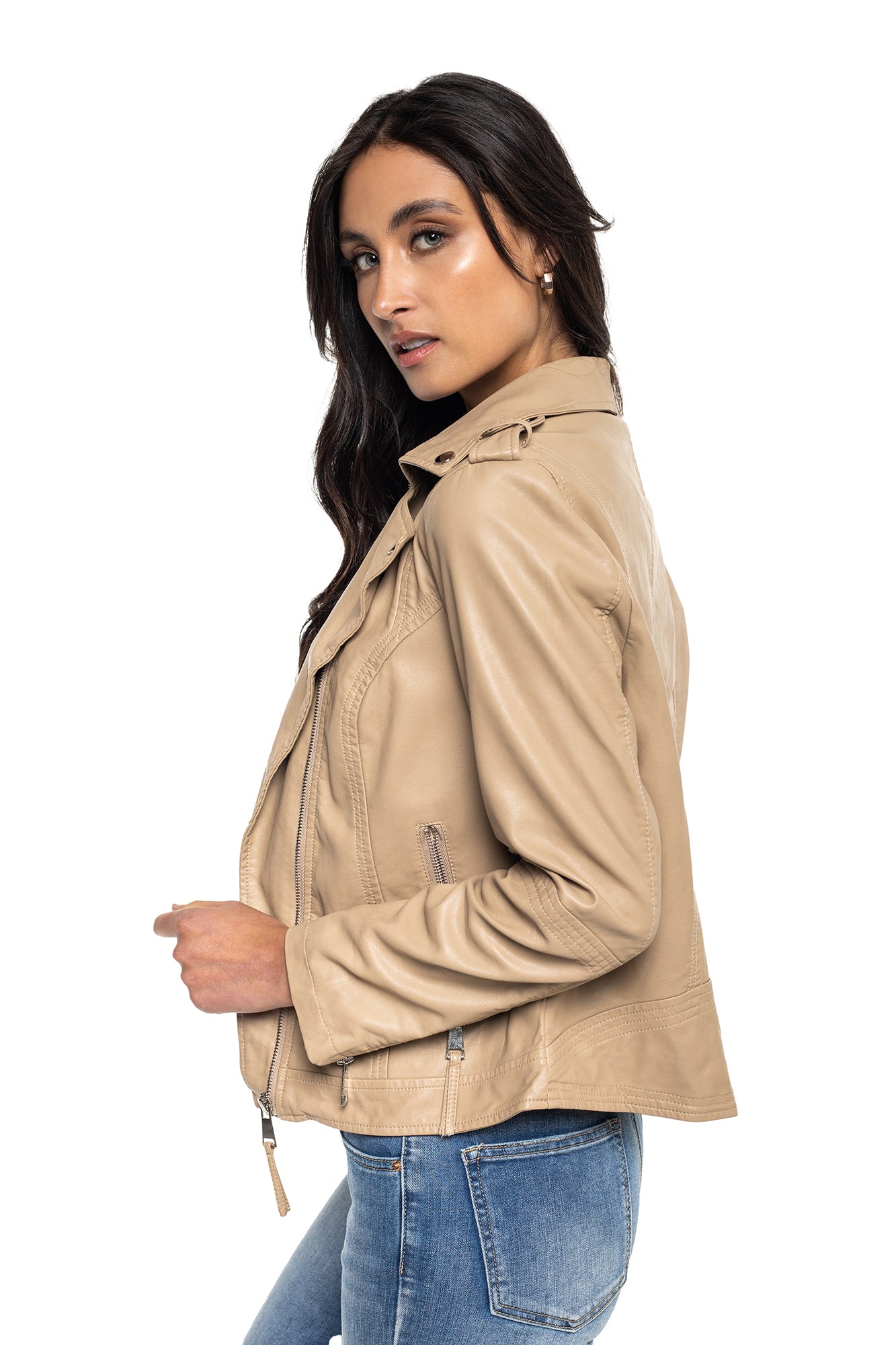 Cazadora biker efecto piel