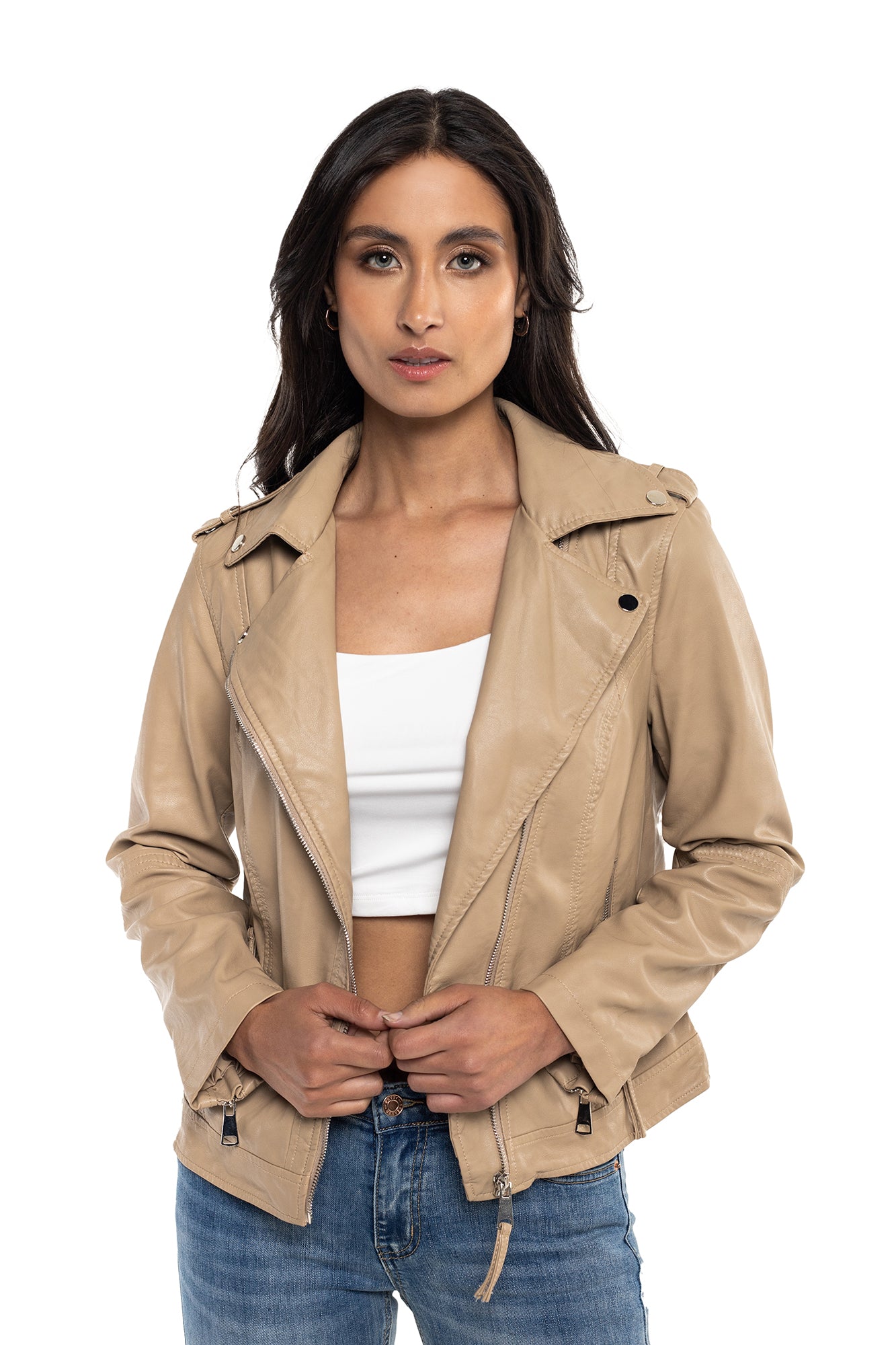 Cazadora biker efecto piel