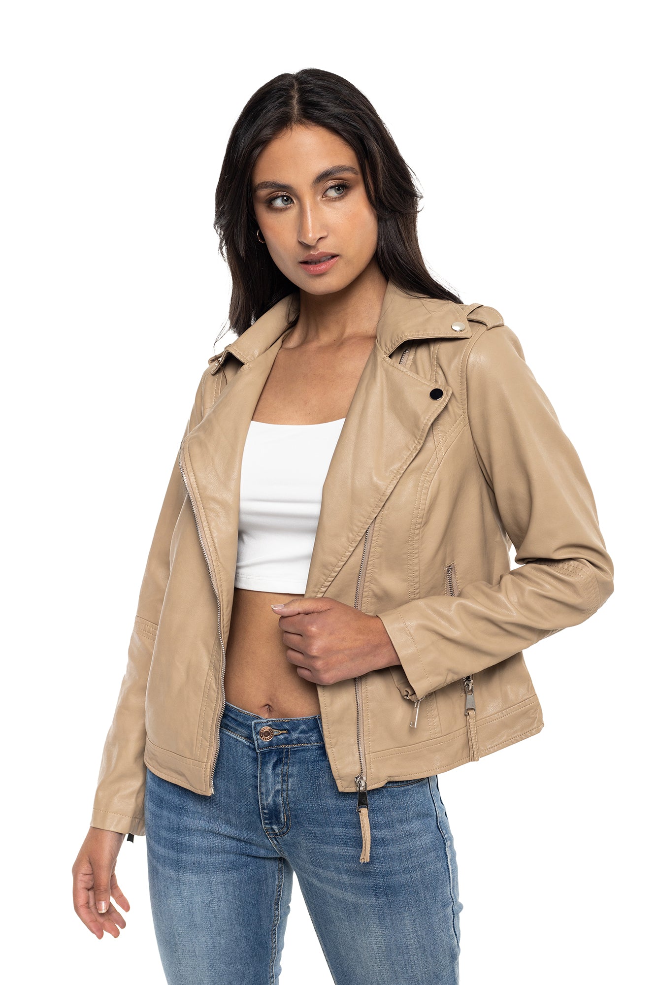 Cazadora biker efecto piel