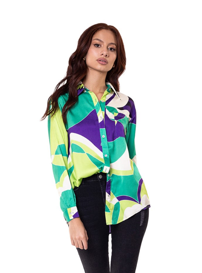 Camisa en satín print