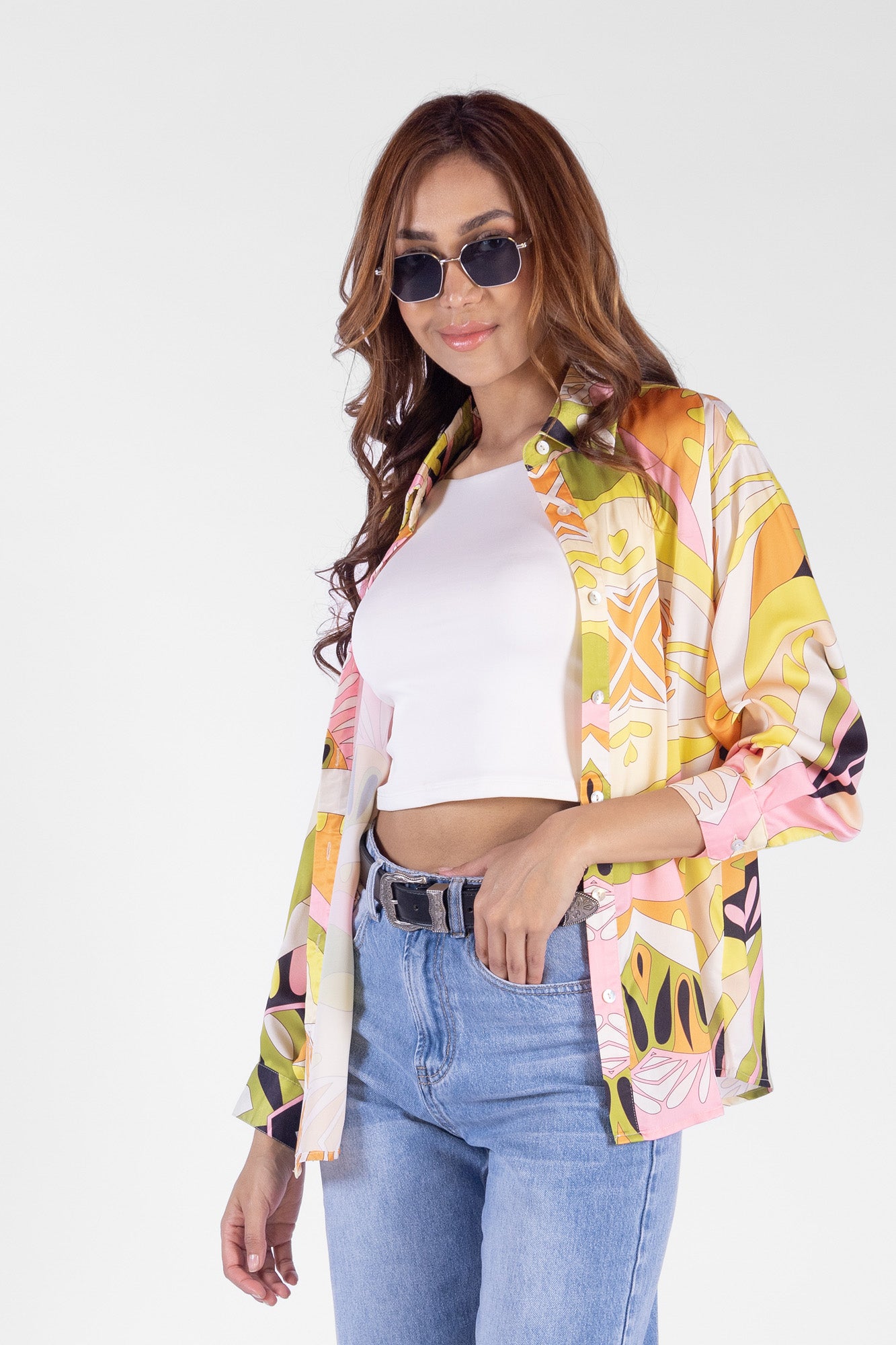 Camisa Seda Estampada