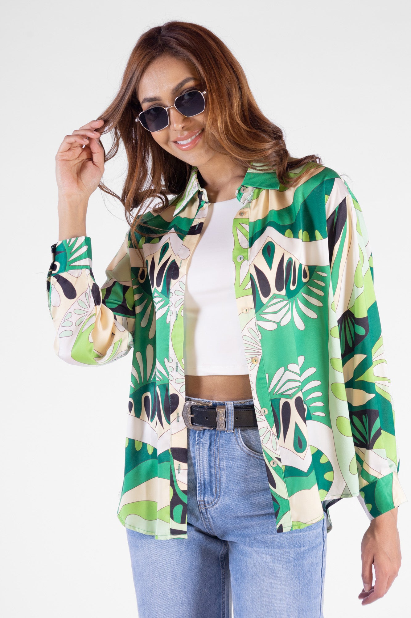 Camisa Seda Estampada
