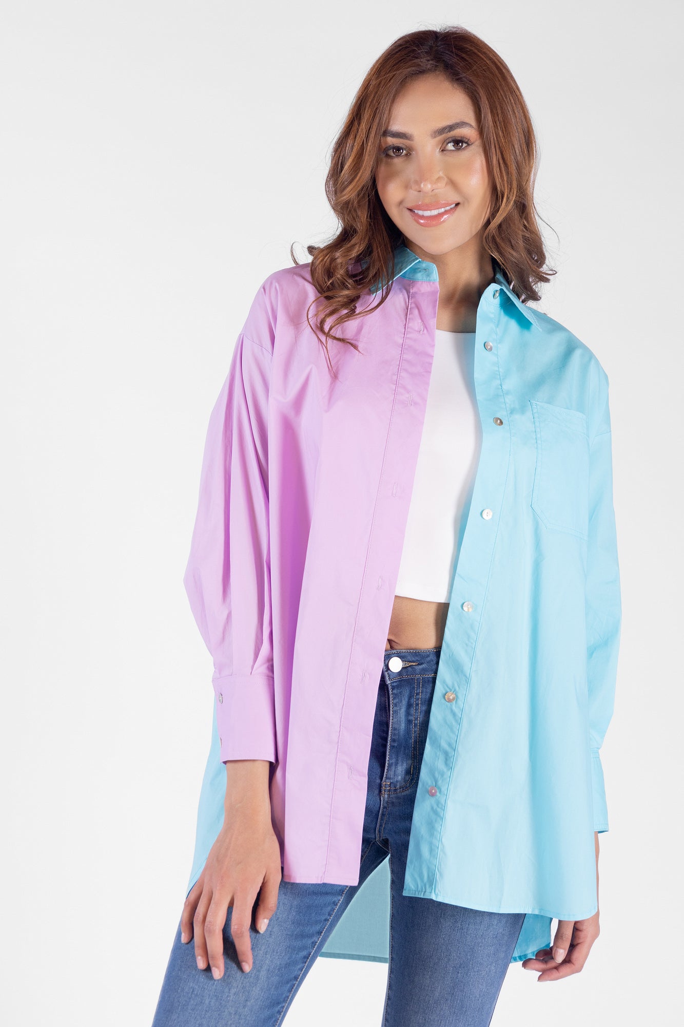 Camisa Overzise Doble Tono