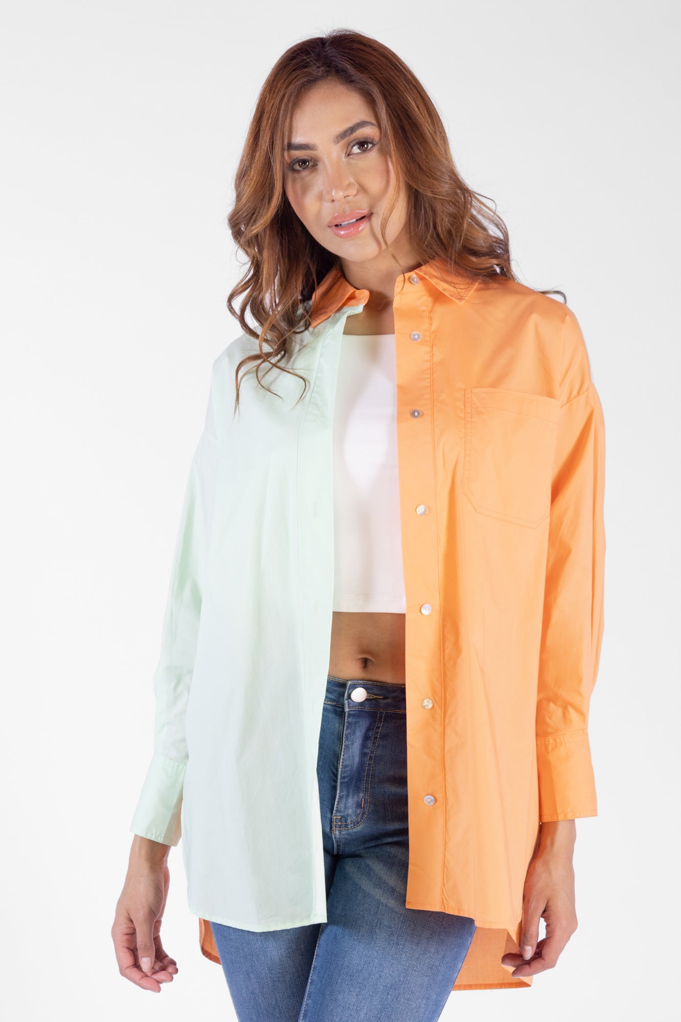 Camisa Overzise Doble Tono