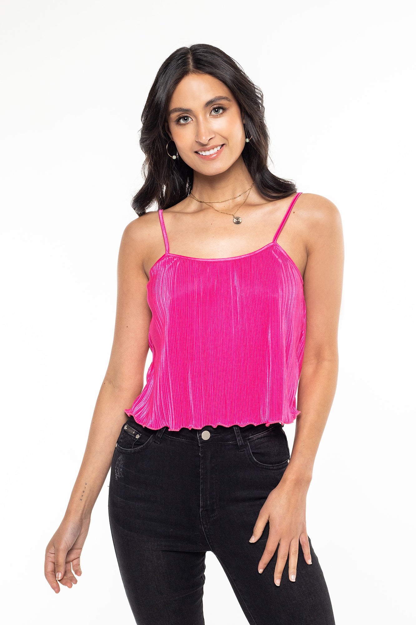 Blusa Tiras En Satín Plisado