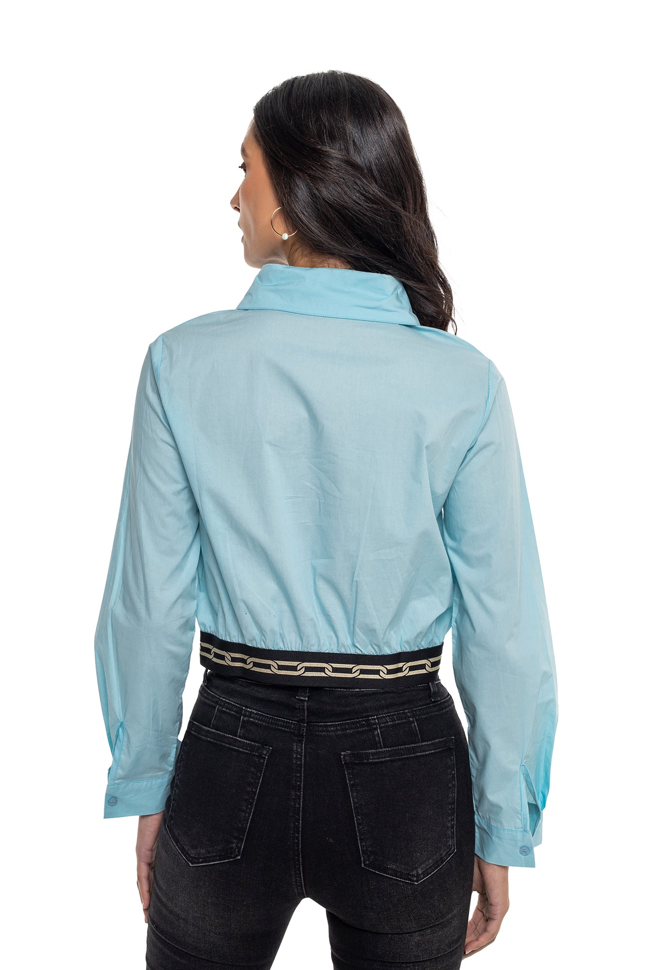 Camisa Crop Popelin Para Mujer