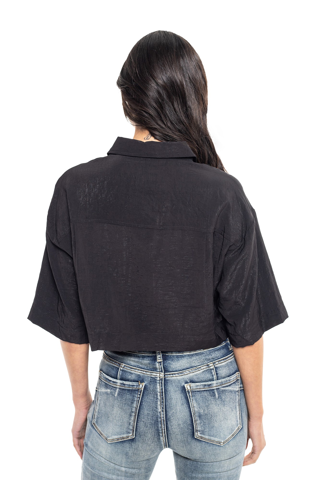 Camisa Cropped Oversize Para Mujer