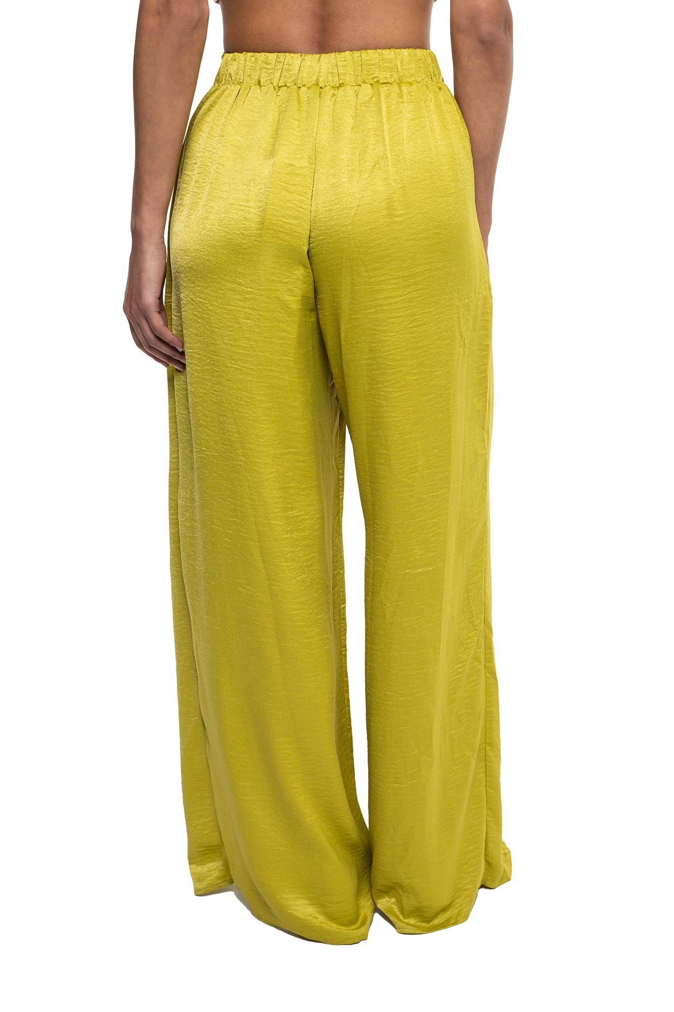 Pantalón En Satín Con Abertura Lateral Para Mujer