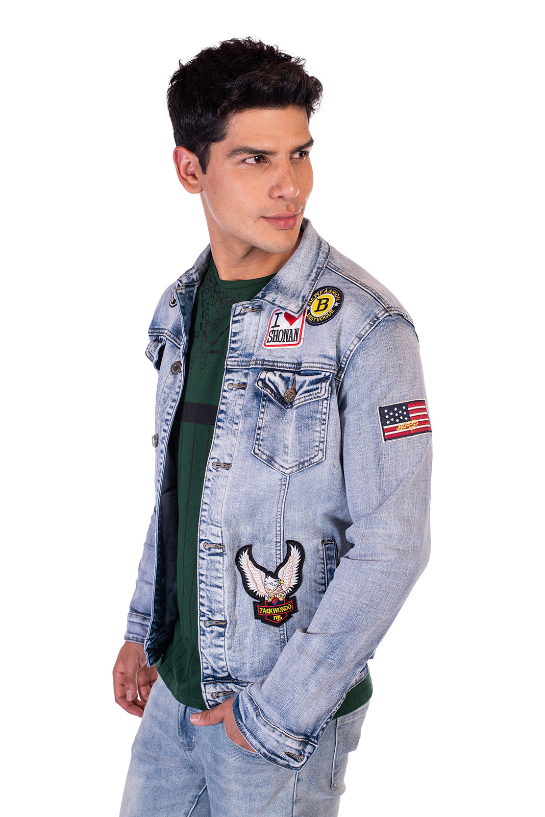 Chaqueta Denim De Parches Para Hombre