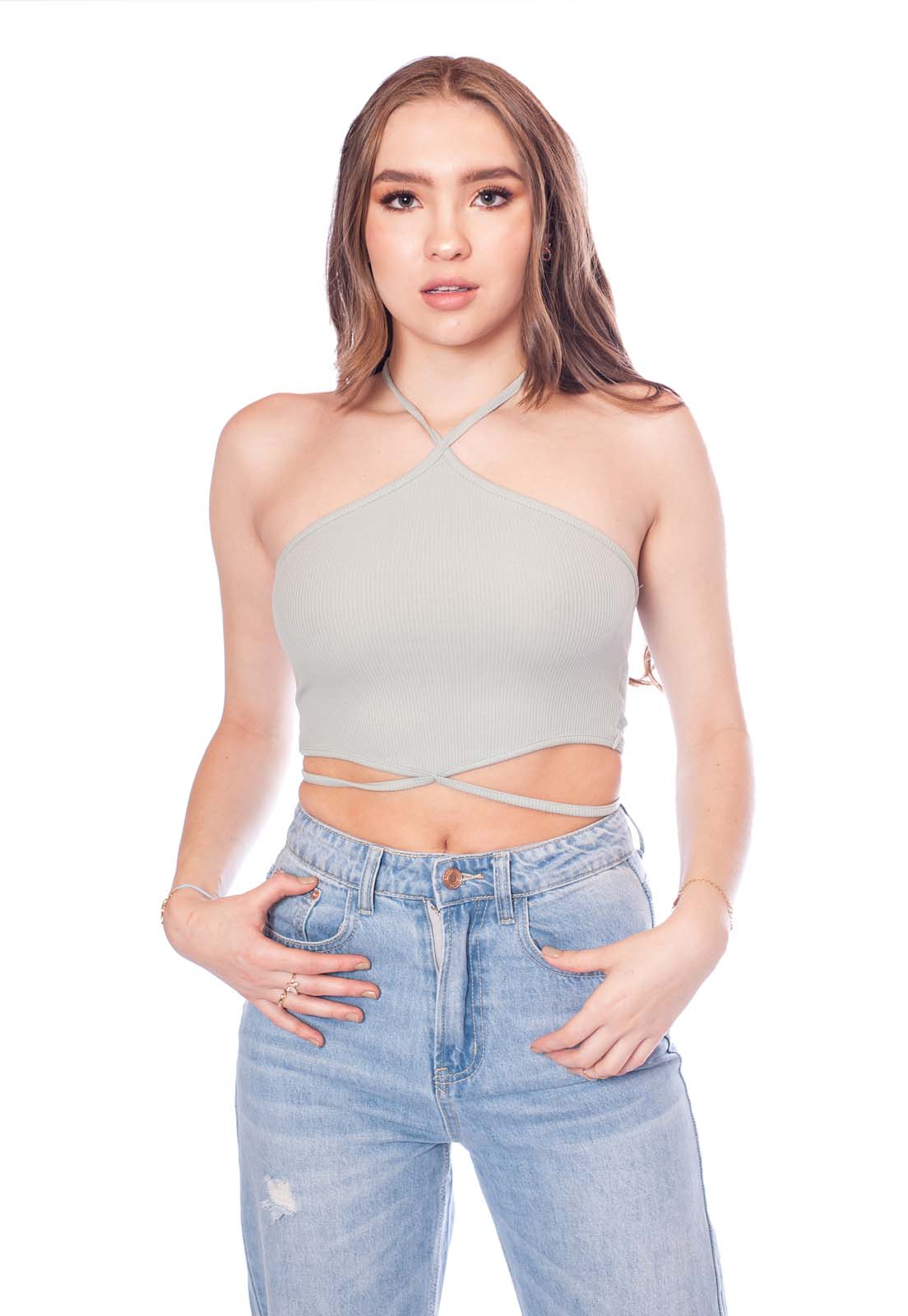 Crop top listón para mujer