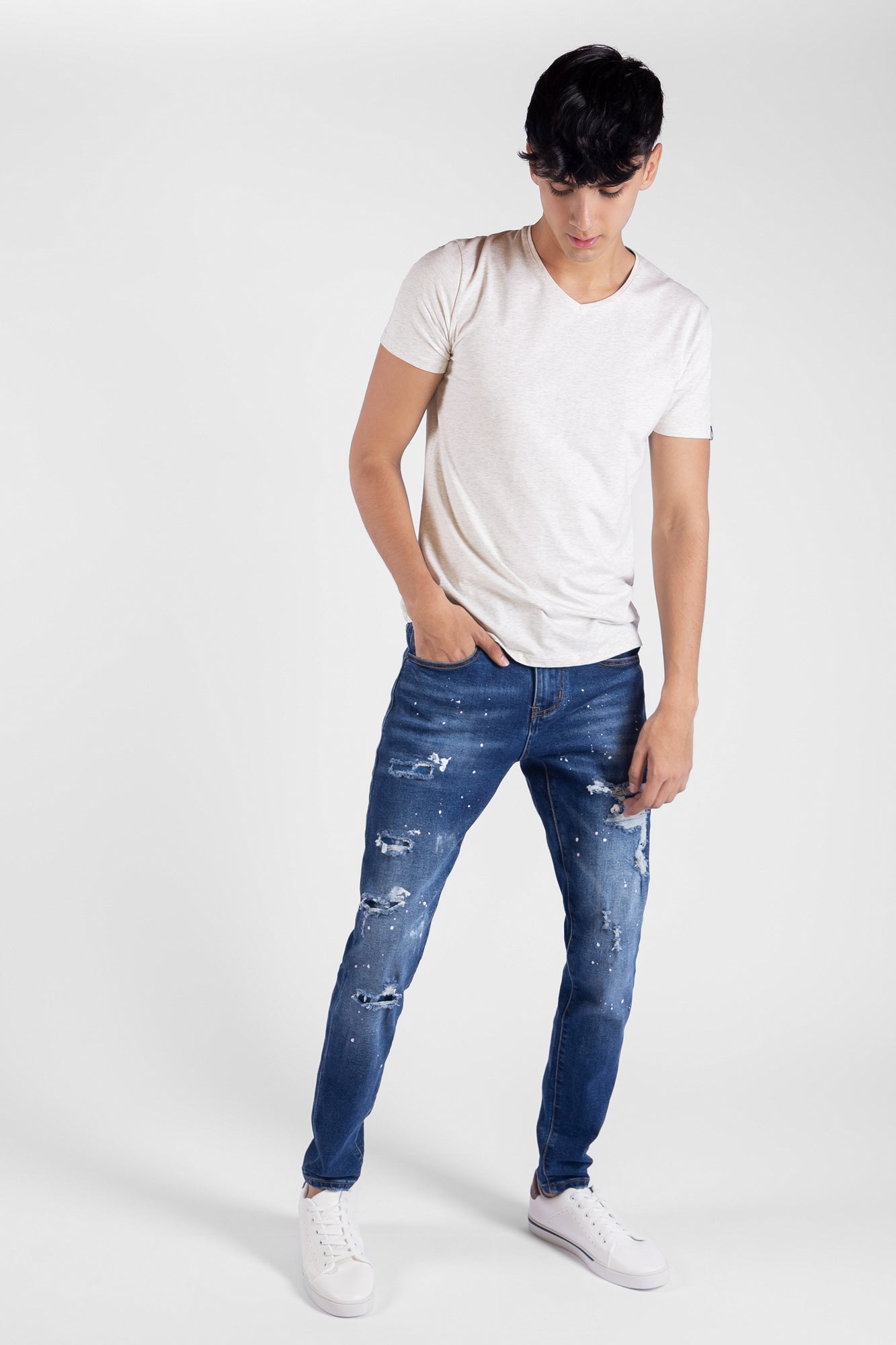 Jean Skinny Fit con desgaste