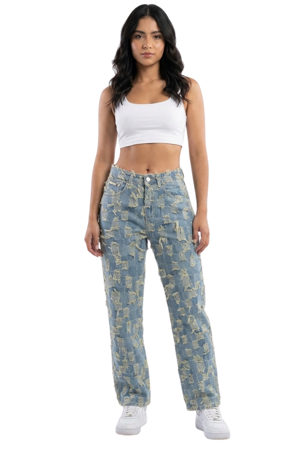 JEAN RECTO CON TEXTURA DISTRESSED