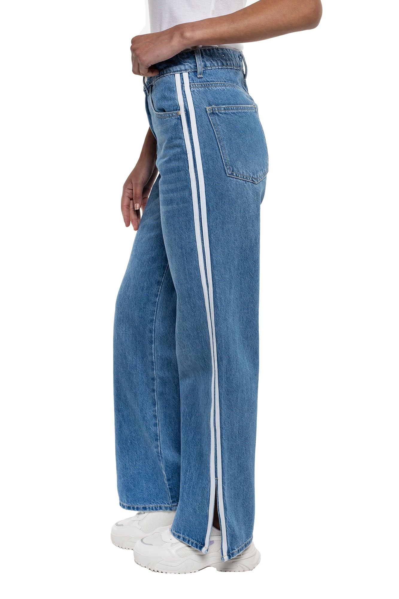 Jean Wide Leg Con Diseño Lateral