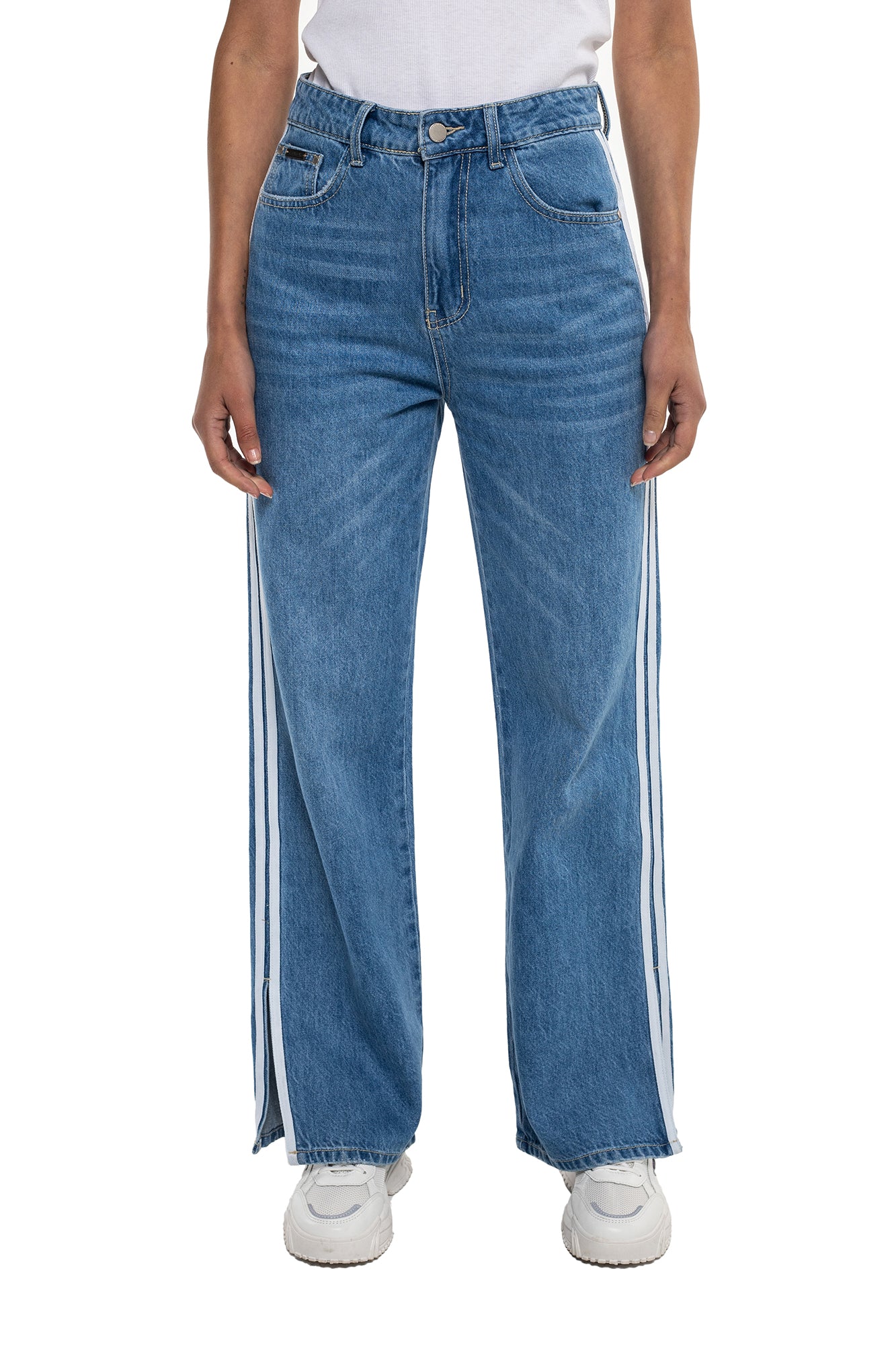 Jean Wide Leg Con Diseño Lateral