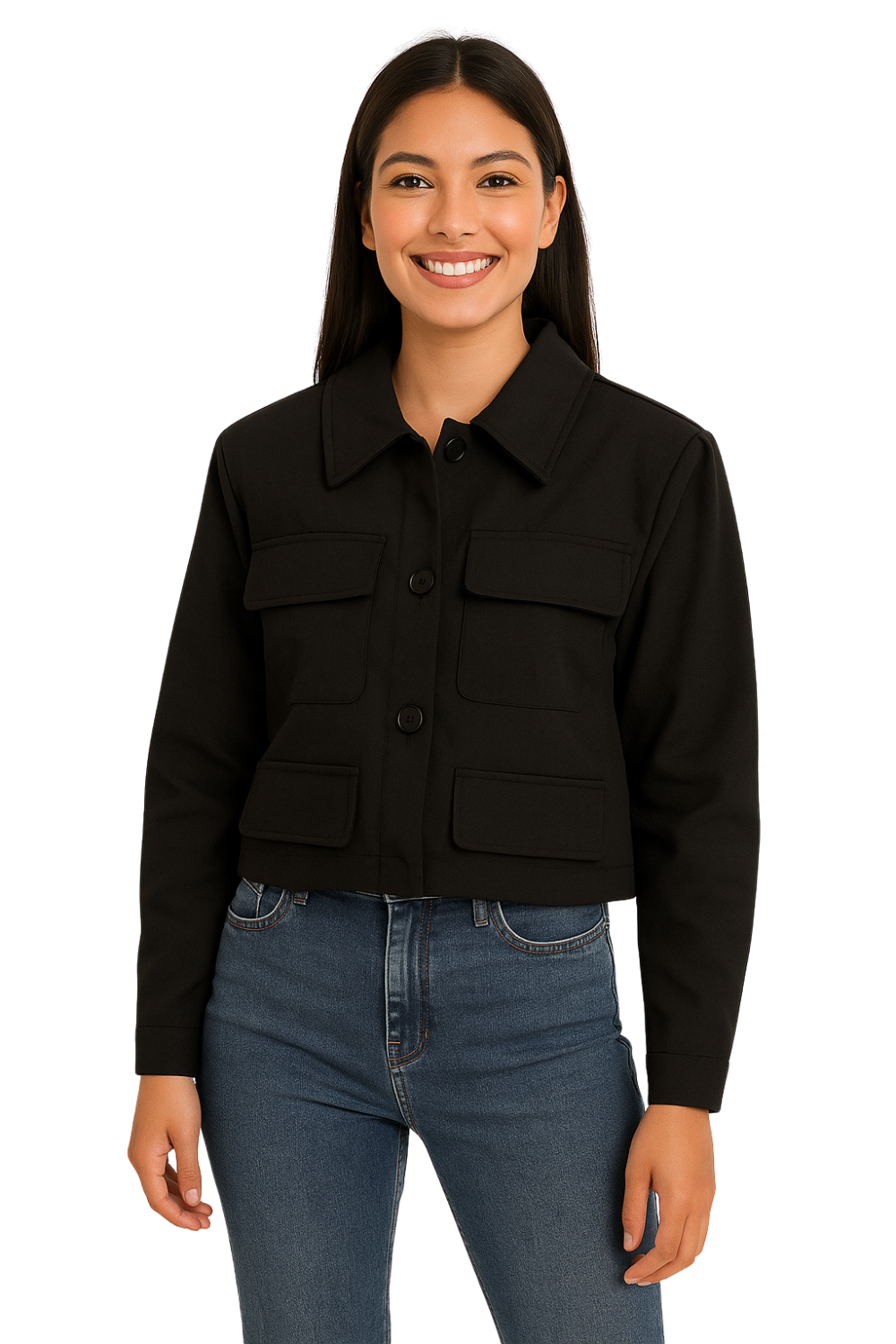 Chaqueta Casual de Bolsillos Frontales para mujer