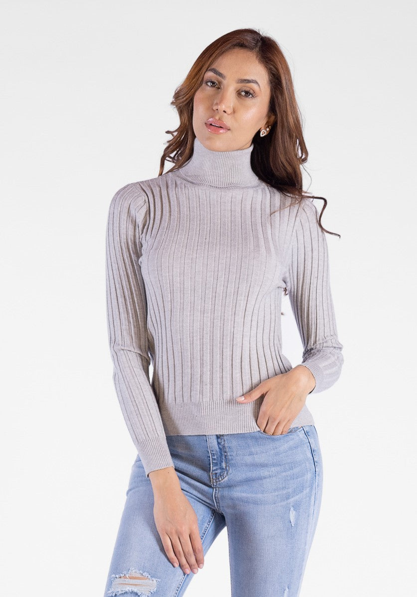 Sweater Cuello Gris Negro Para Mujer