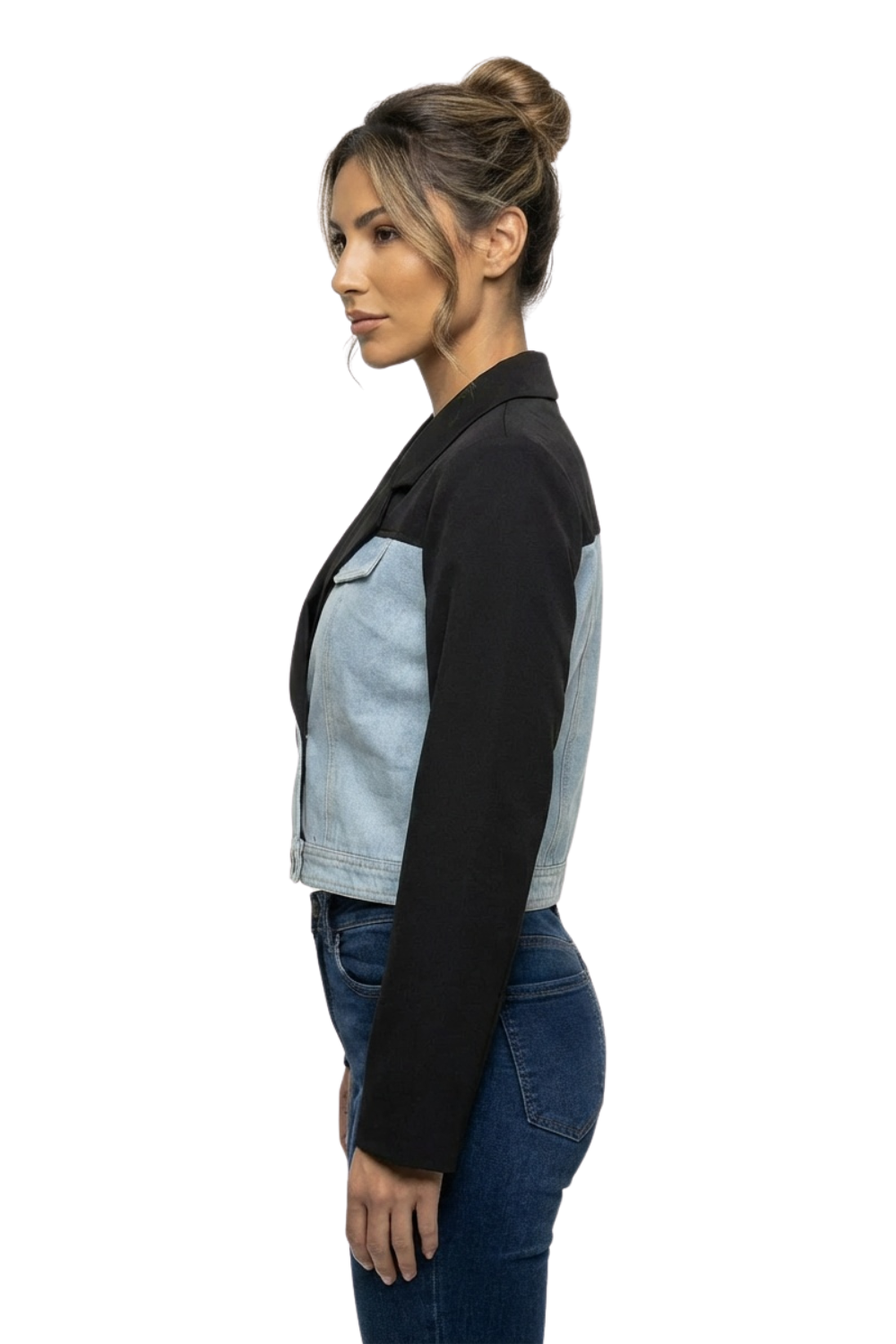 Blazer Corto Combinado en Denim para dama