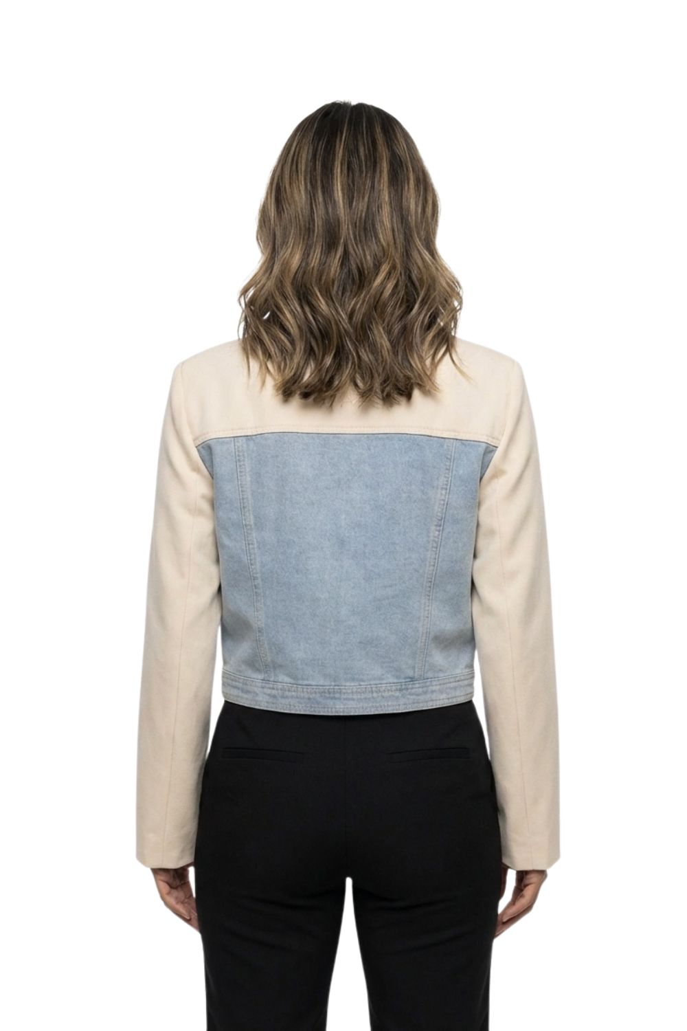 Blazer Corto Combinado en Denim para dama