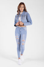Cargar imagen en el visor de la galería, Chaqueta Denim Cropped Para Mujer
