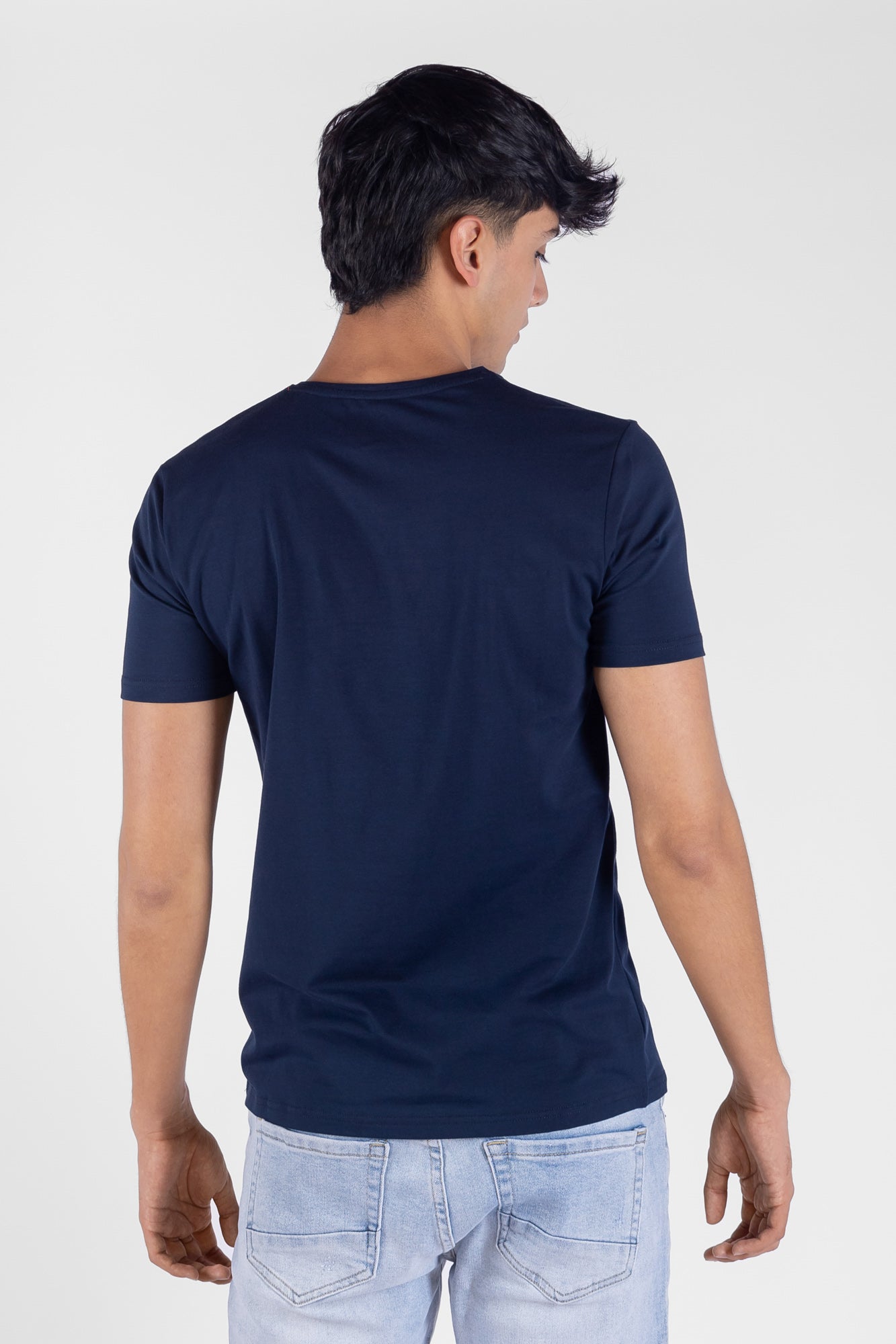 Camiseta V Color Azul Para Hombre