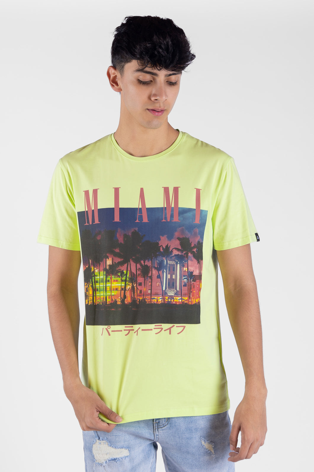 Camiseta Manga Corta Miami Para Hombre