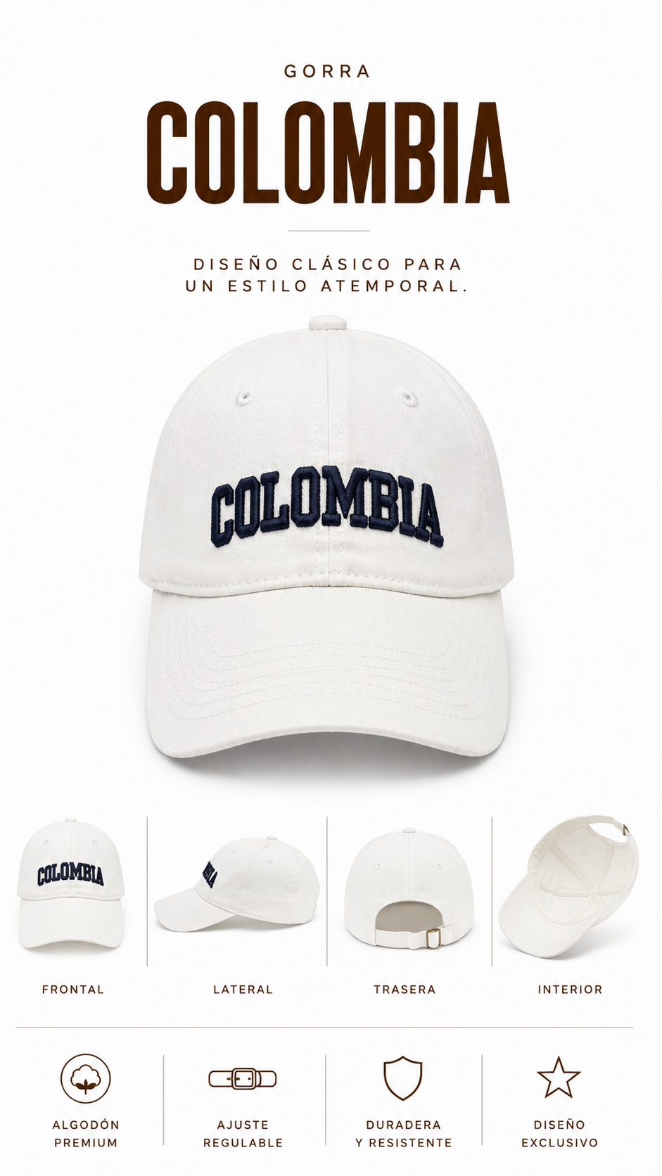 Gorra Colombia blanca