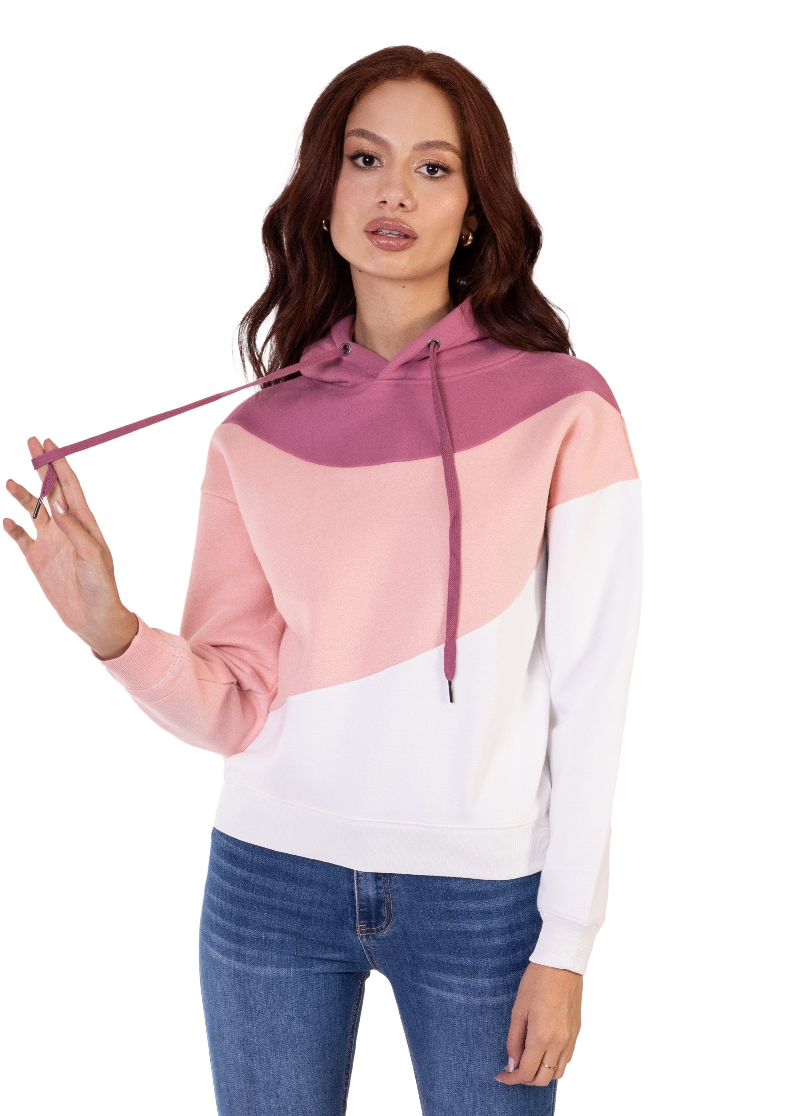 Hoodie bloques de color rosa