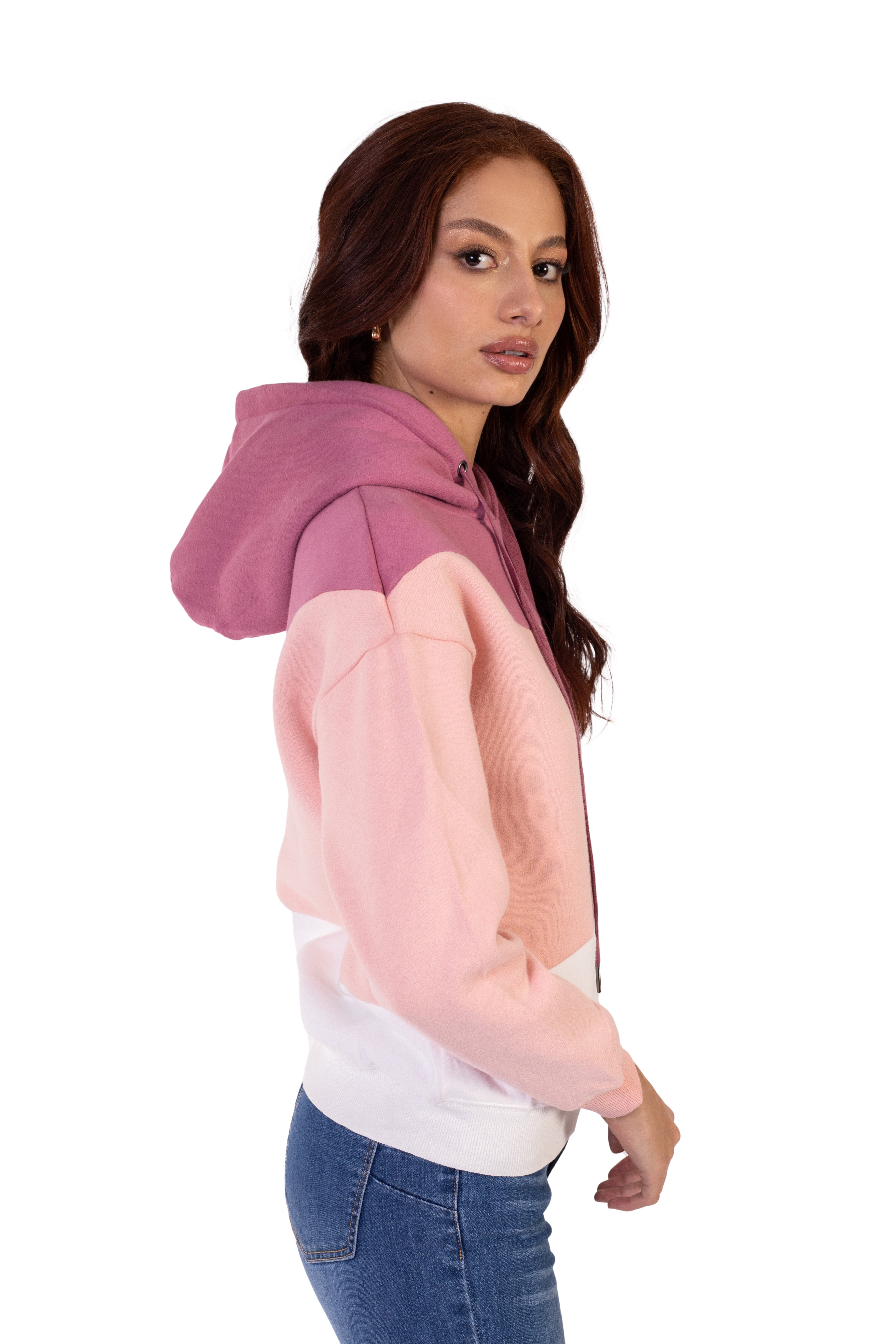 Hoodie bloques de color rosa