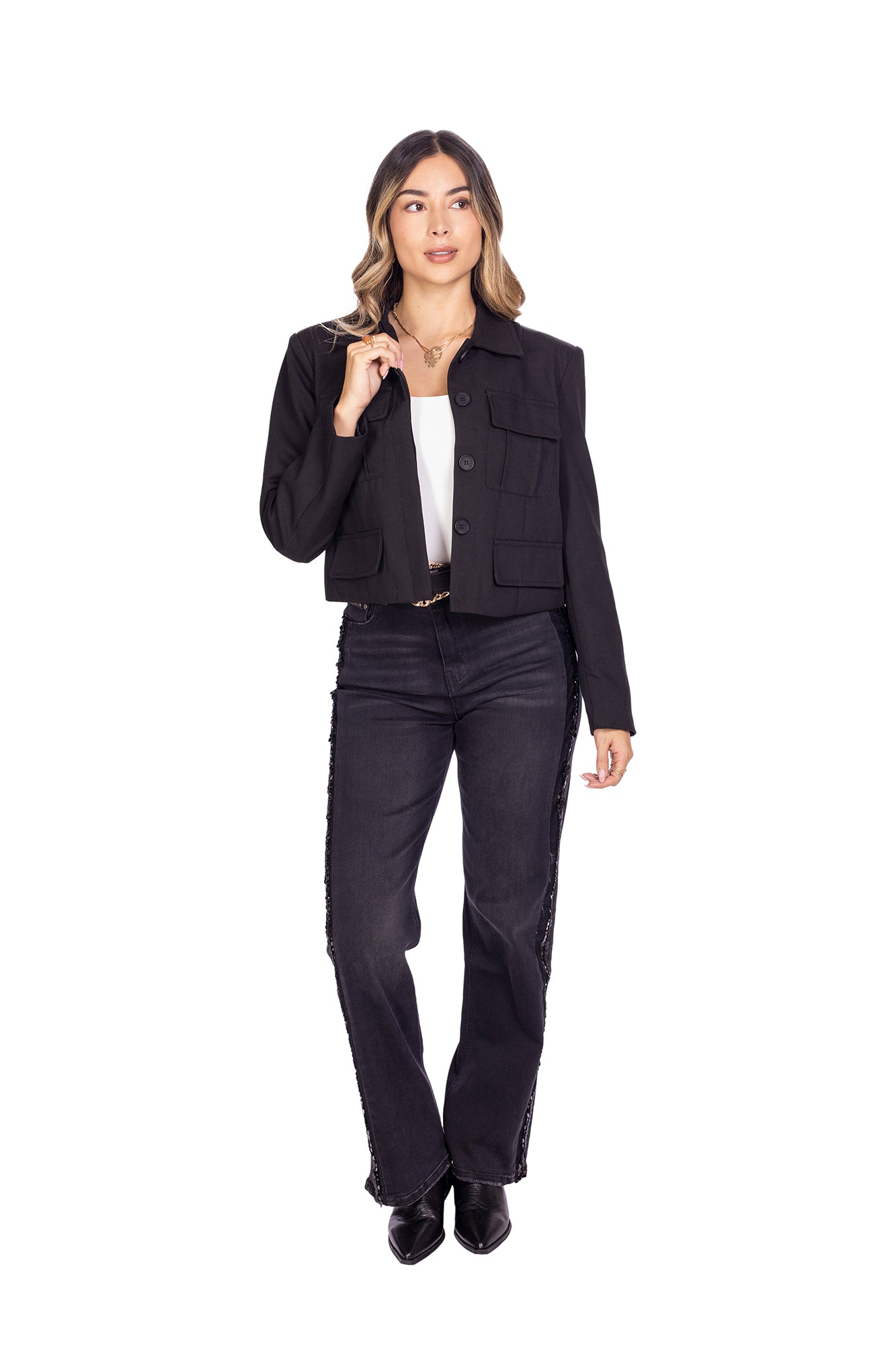 Chaqueta Casual de Bolsillos Frontales para mujer