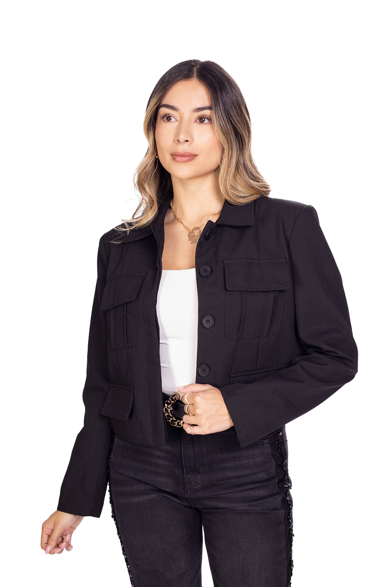 Chaqueta Casual de Bolsillos Frontales para mujer