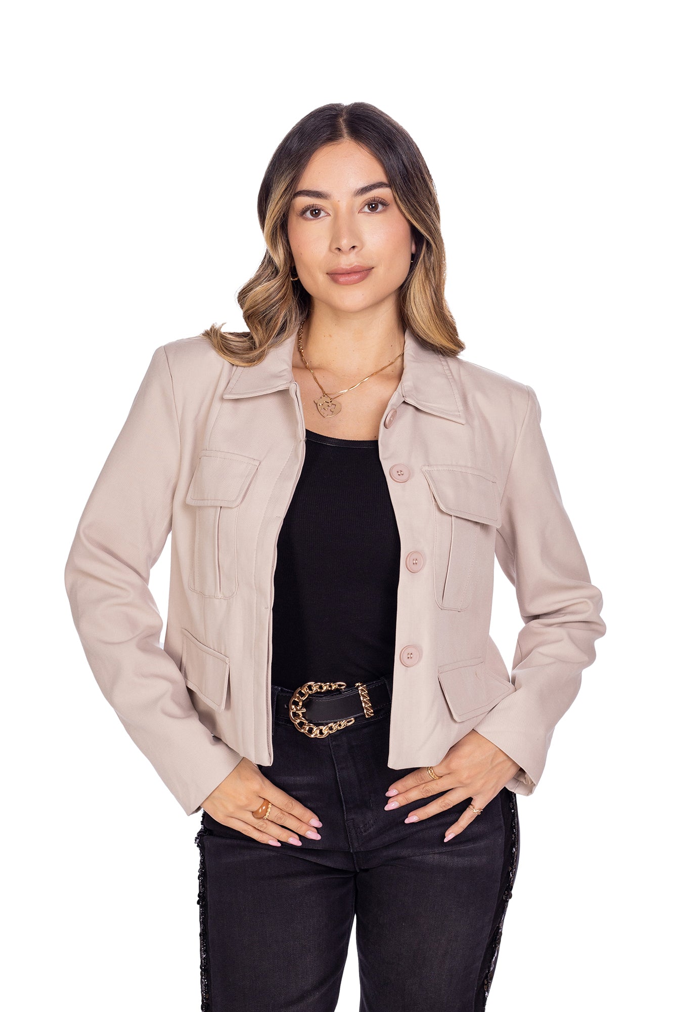 Chaqueta Casual de Bolsillos Frontales para mujer