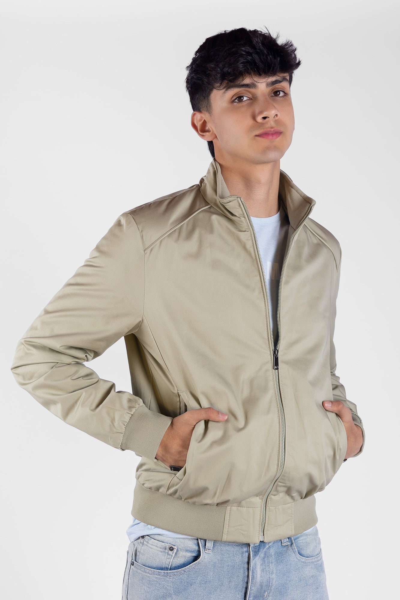 Chaqueta Básica Verde Claro  Para Hombre