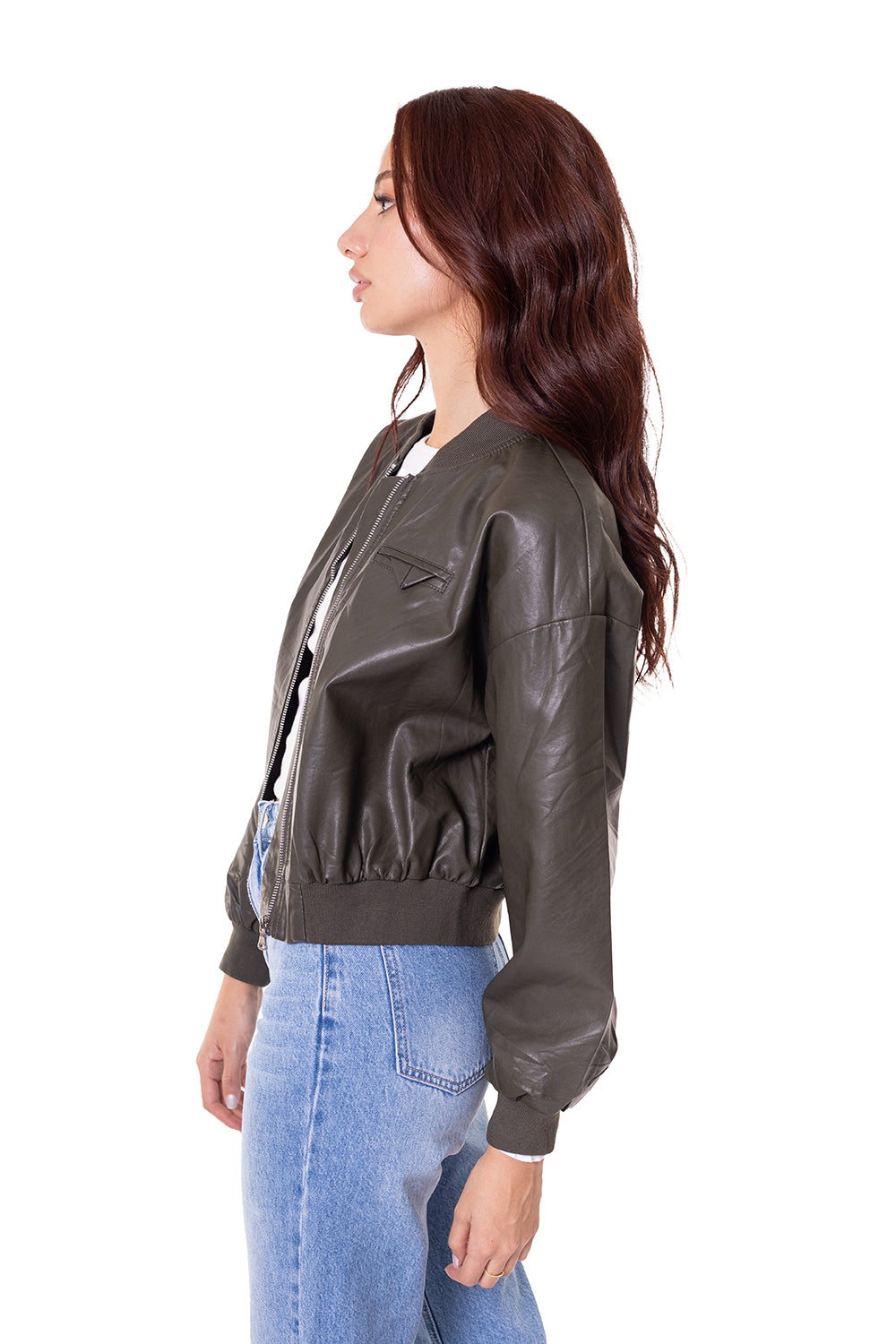 Chaqueta bomber efecto piel