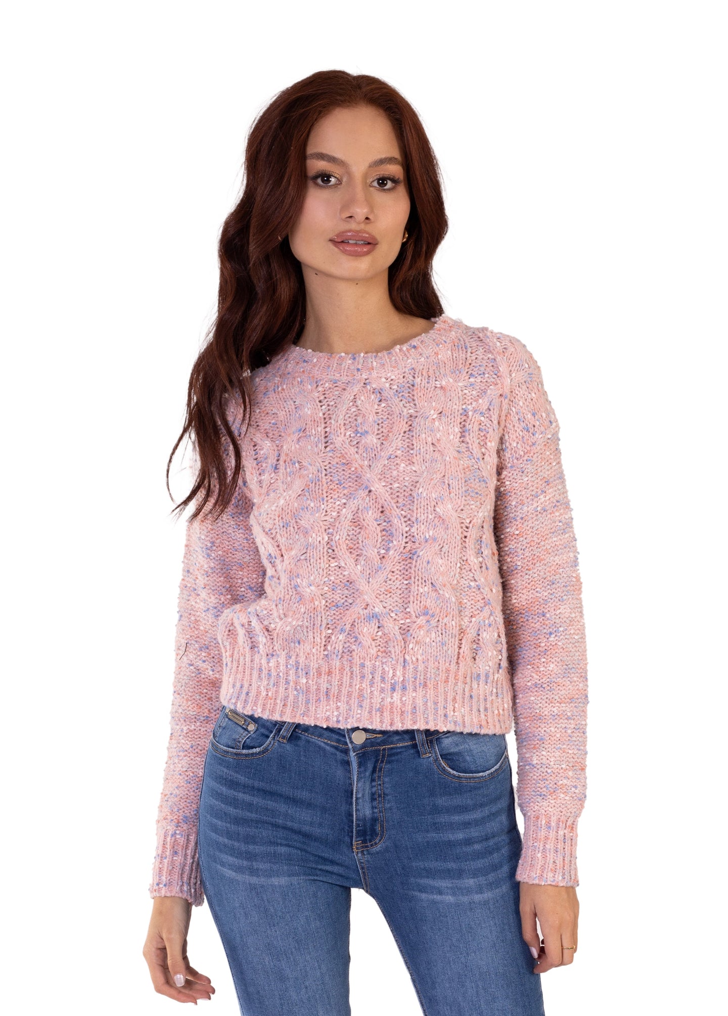 Sweater punto ochos rosa