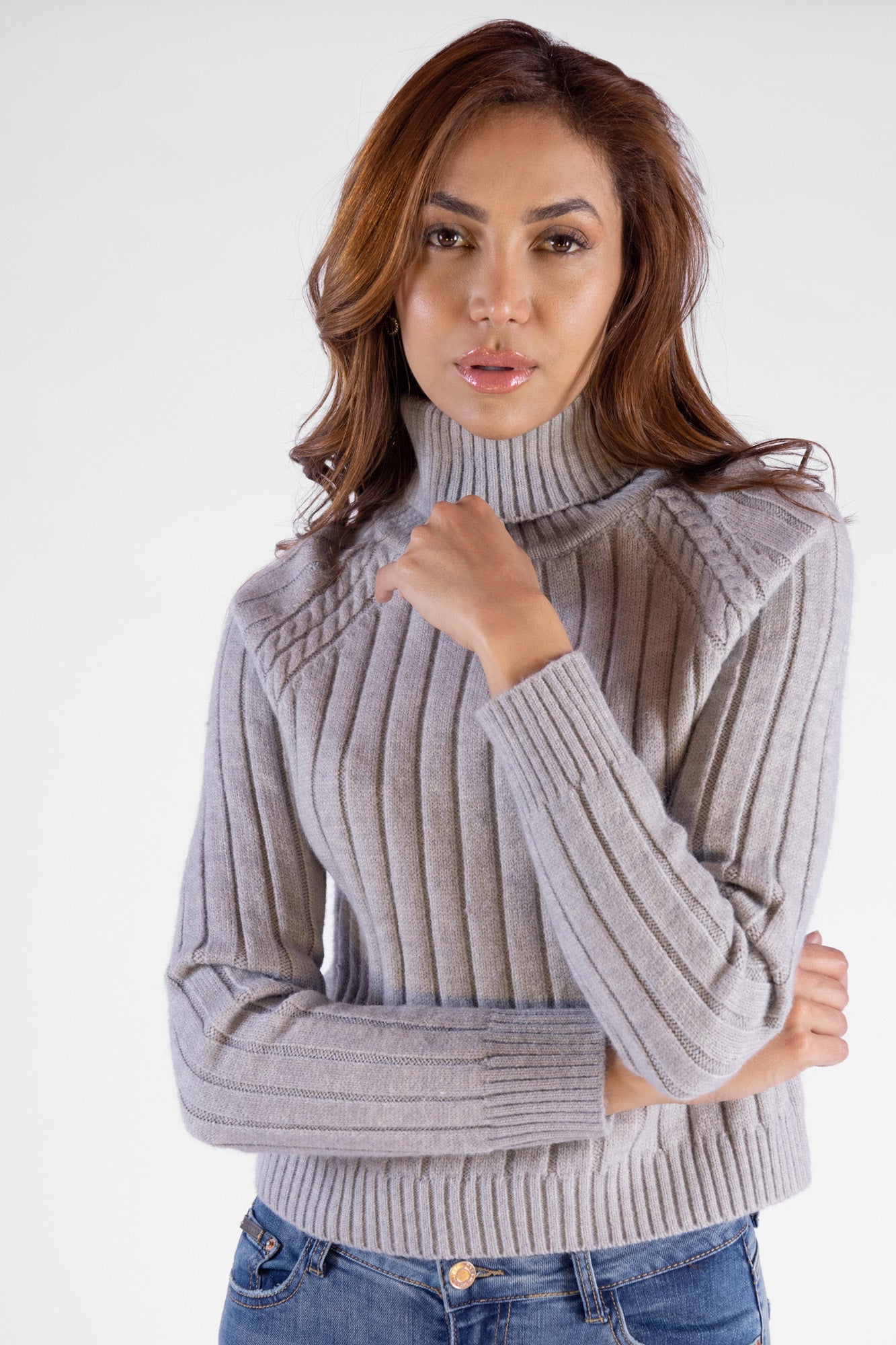 Sweater Cuello Alto Mujer Gris Sueter De Mujer Cuello Alto Sweater